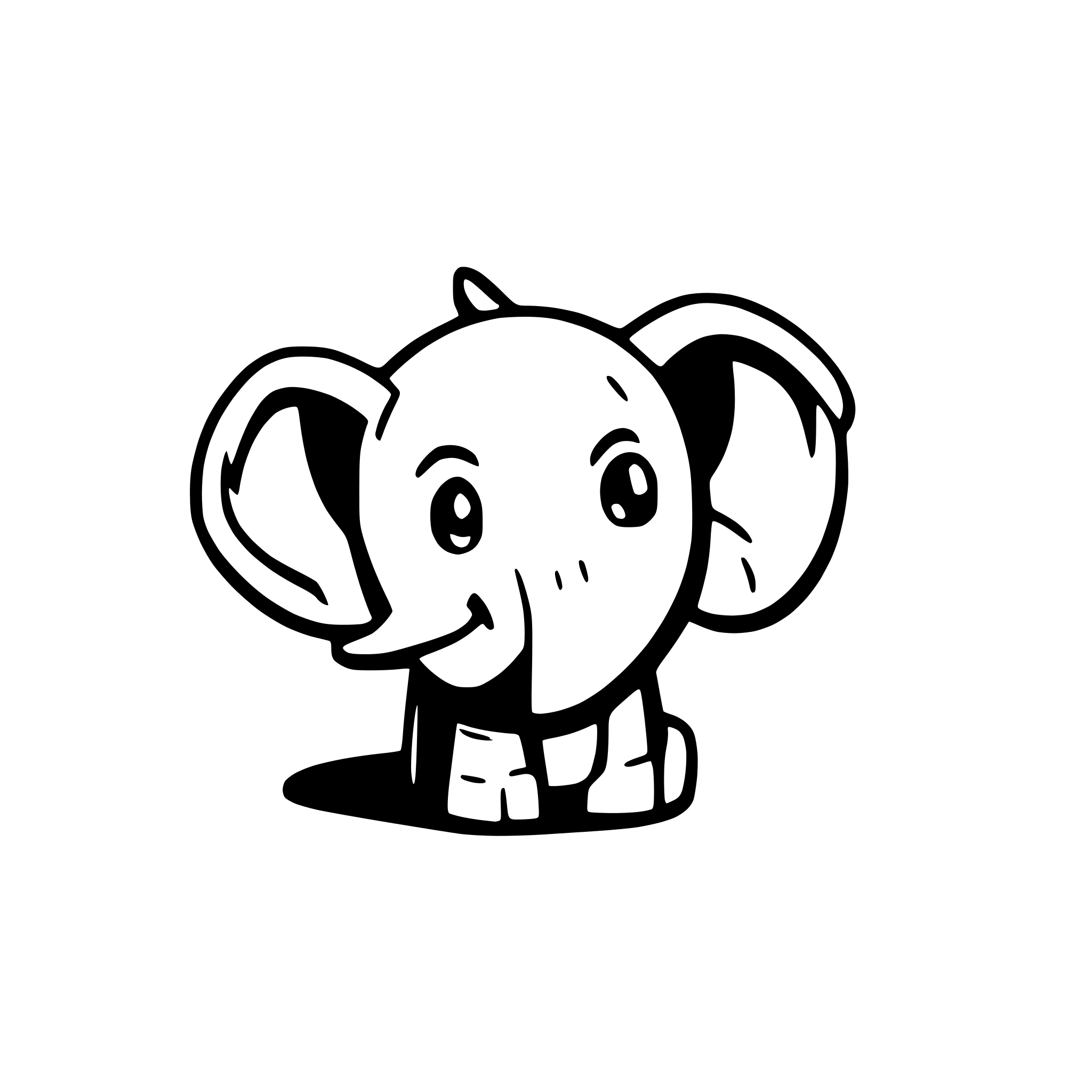 AI-generated SVG of a Head of a cute little elephant looking right