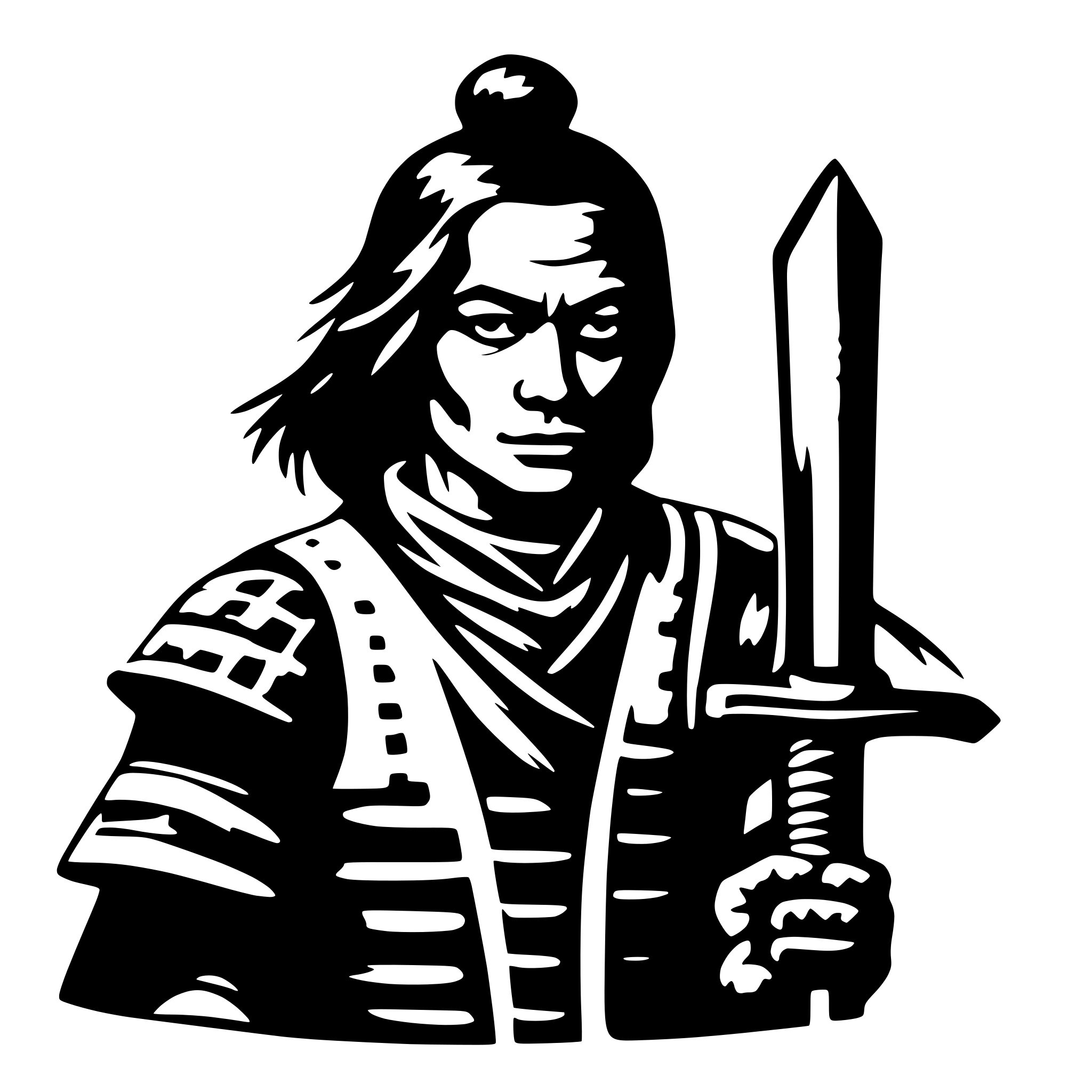 AI-generated SVG of a old samurai