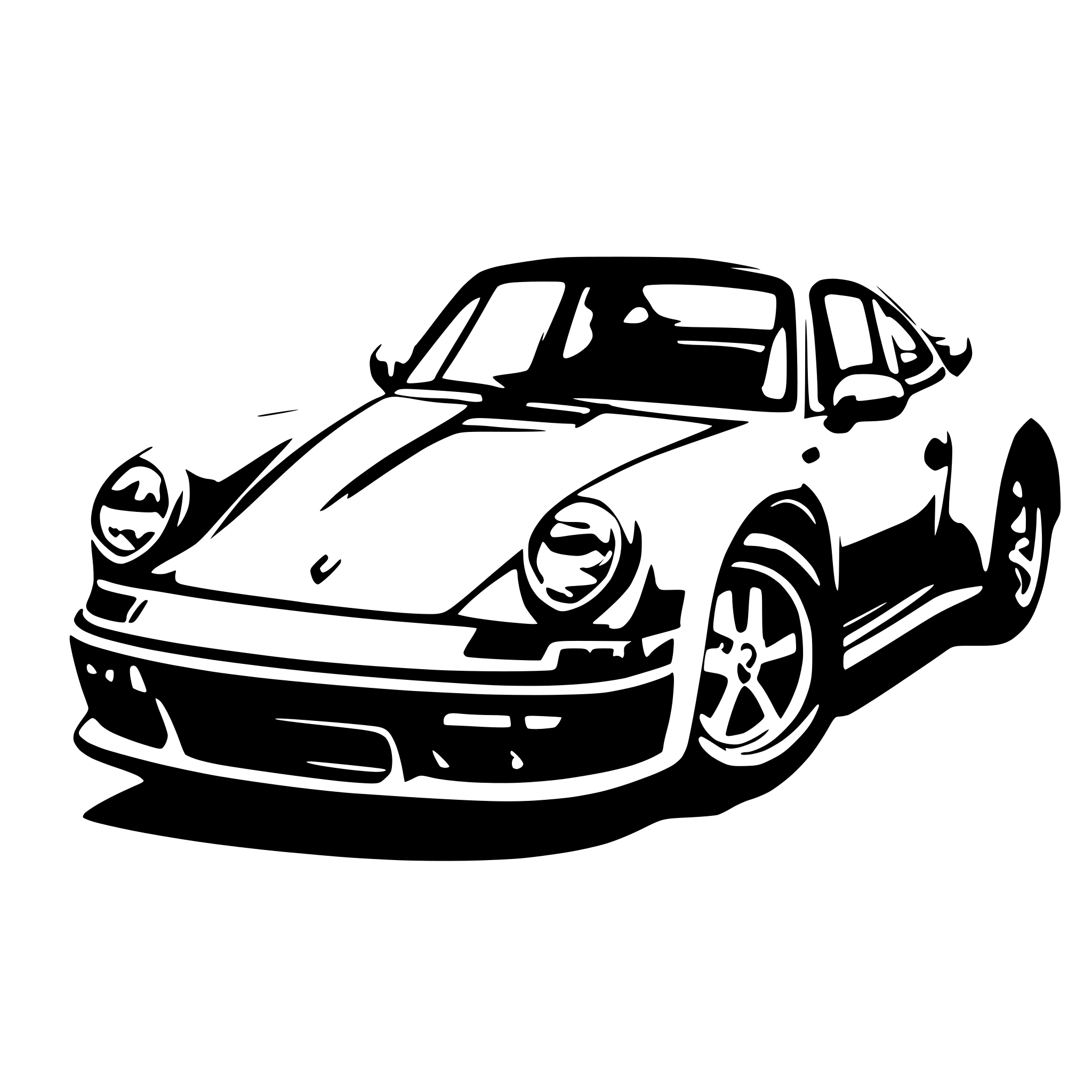 AI-generated SVG of a draw a porsche in a front upper view