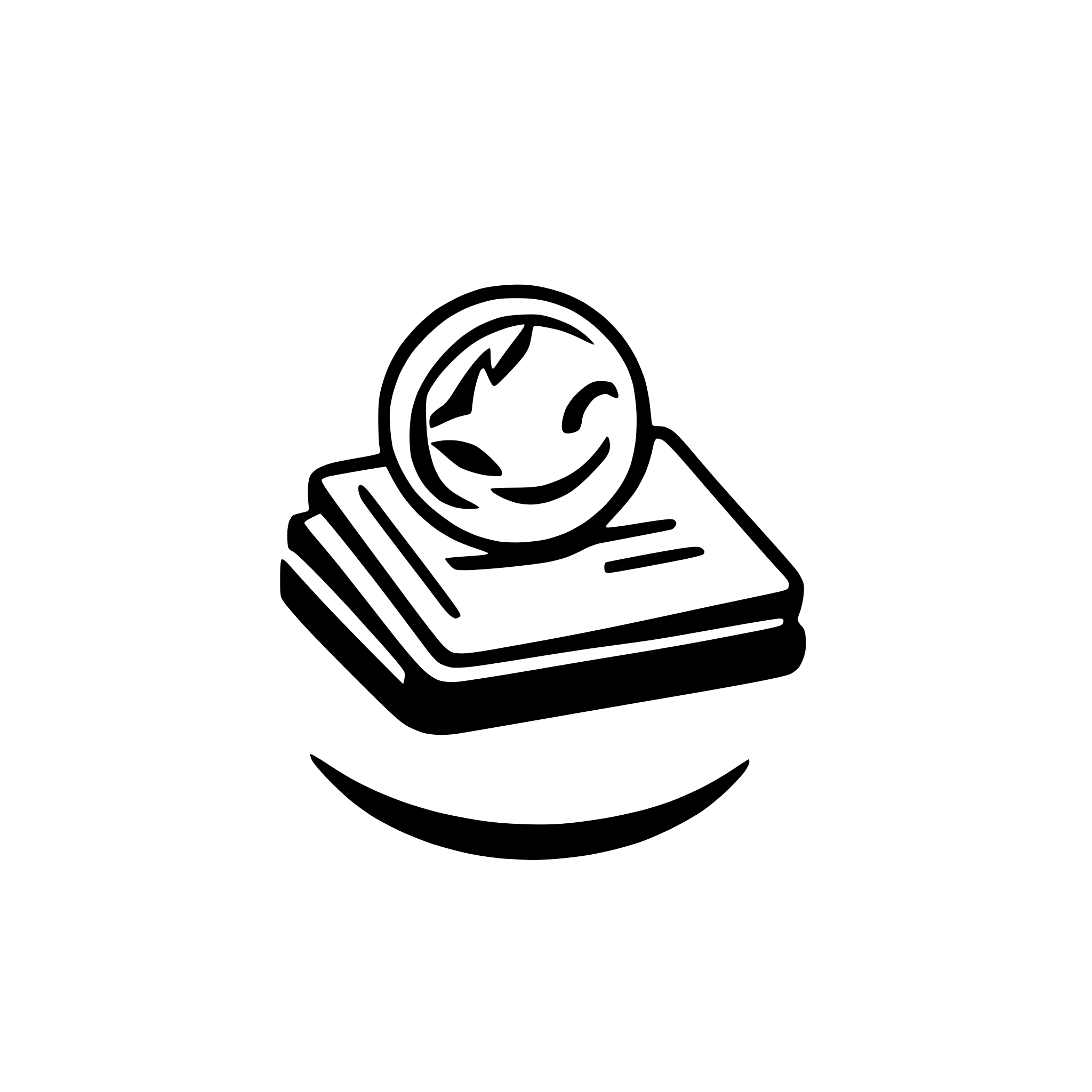 AI-generated SVG of a A emoji hovering over an open journal