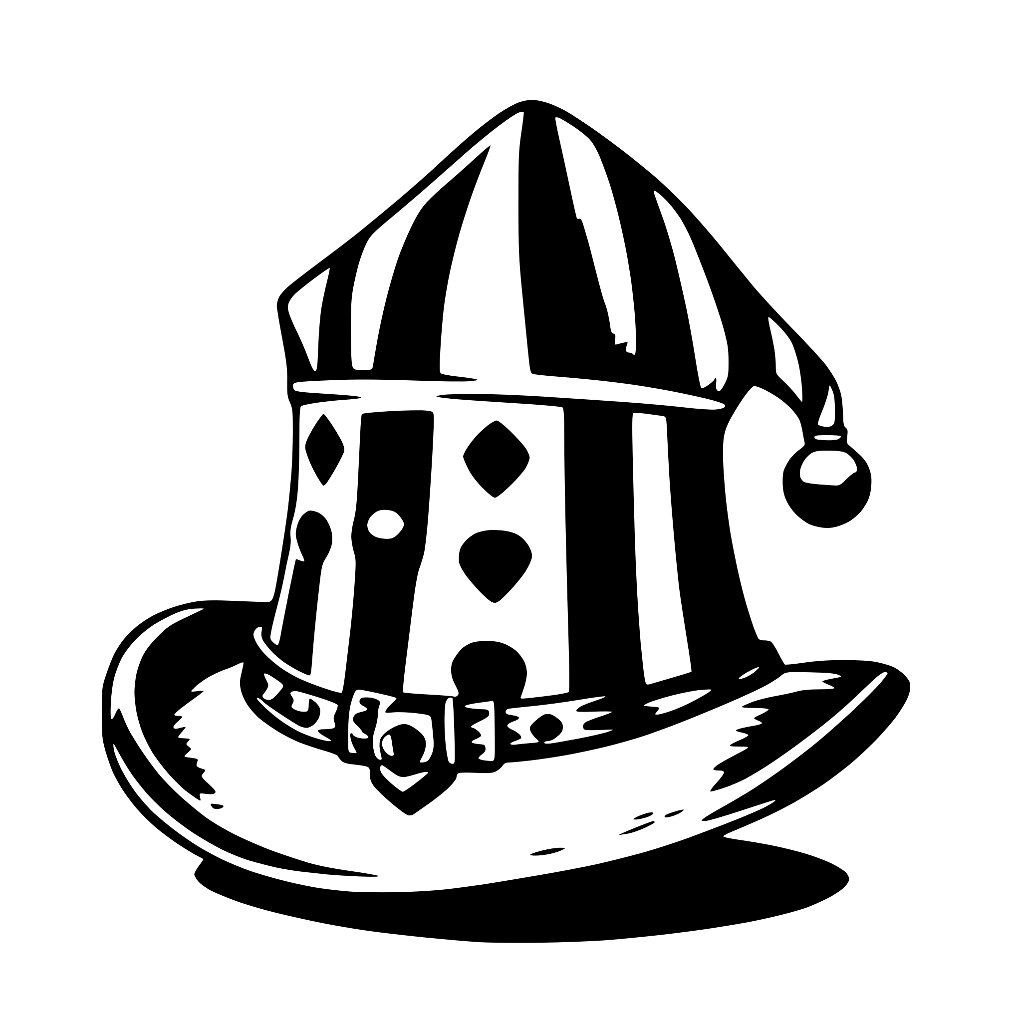 AI-generated SVG of 'Court jester hat with bells'