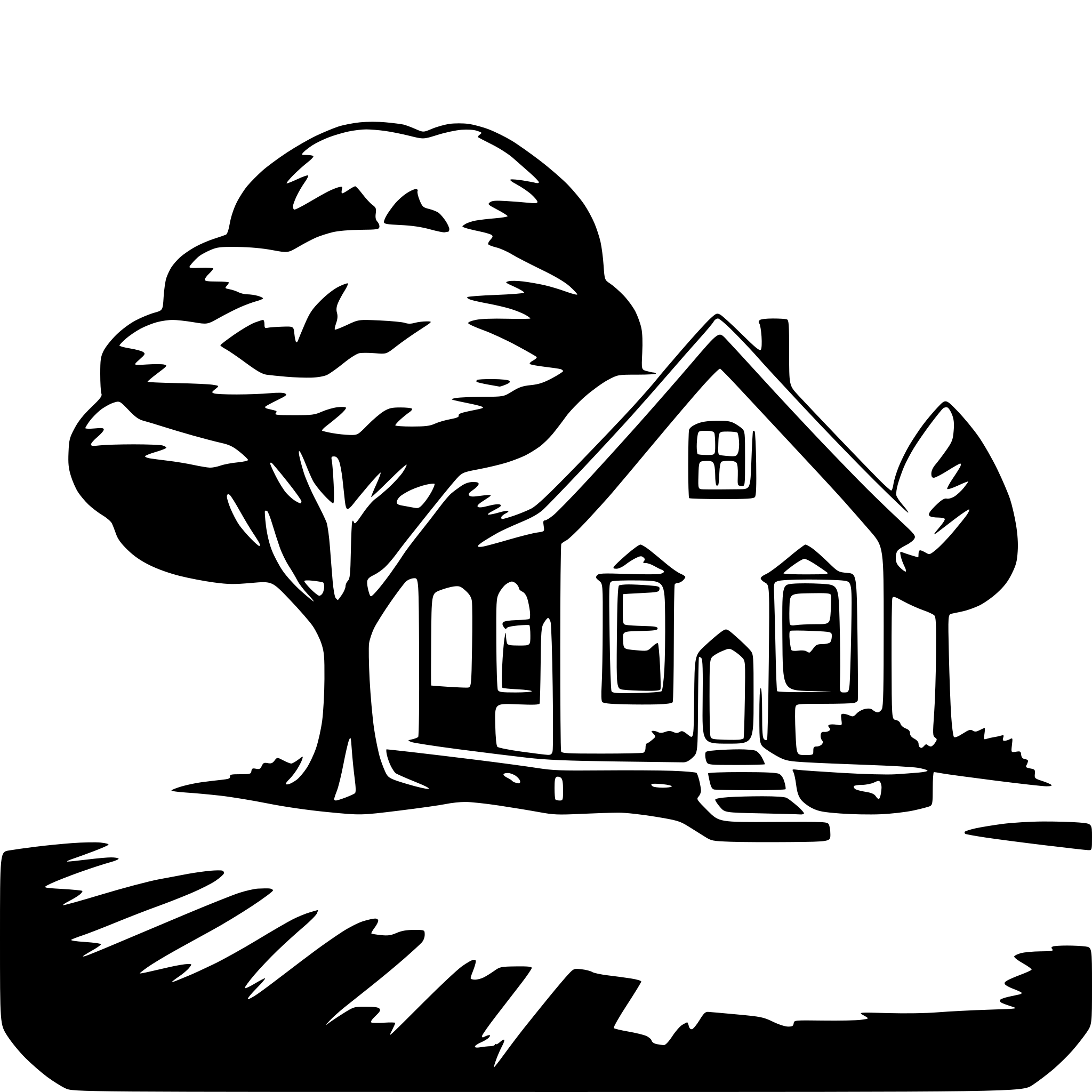 AI-generated SVG of 'house and 2 trees'