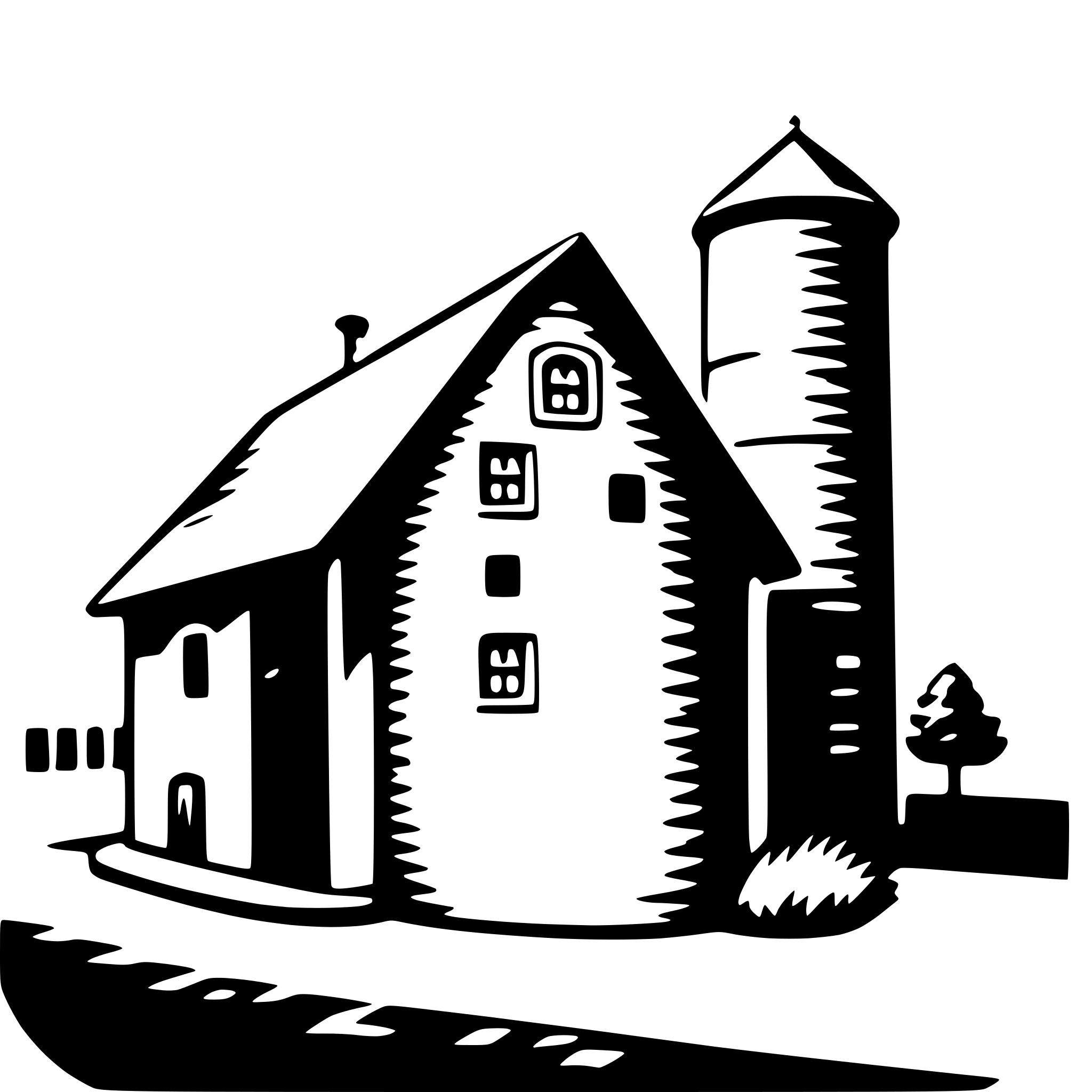 AI-generated SVG of 'barn and silo'