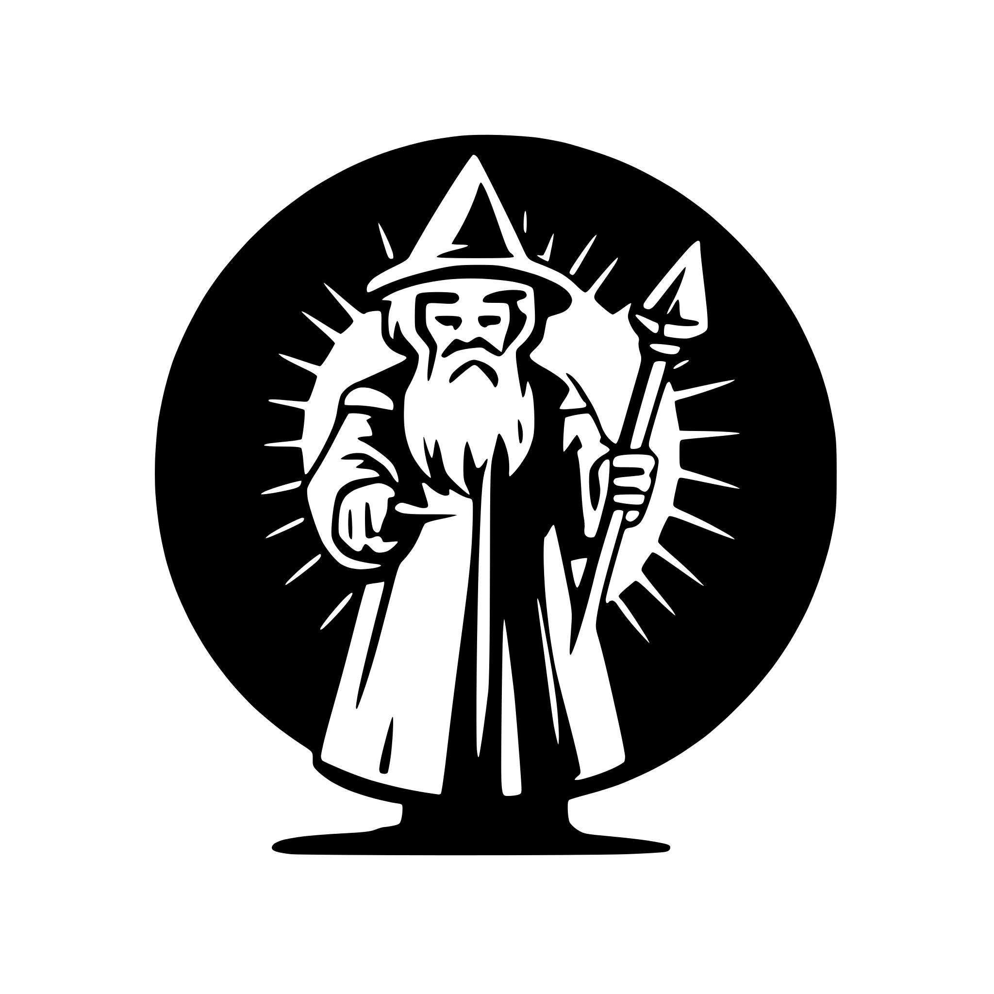 AI-generated SVG of a extremely minimal logo design of a wizard holding a staff