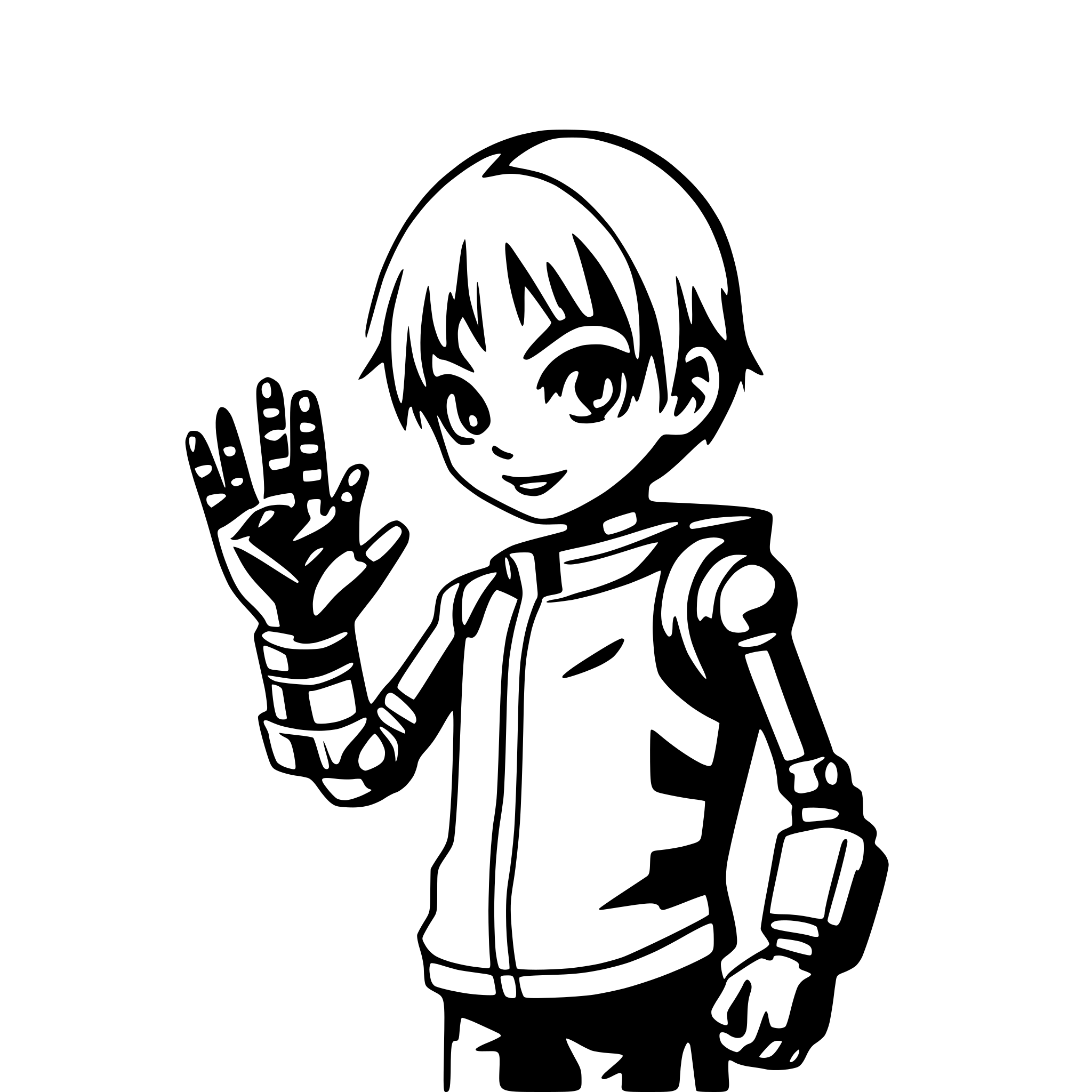AI-generated SVG of a boy with robotic arm