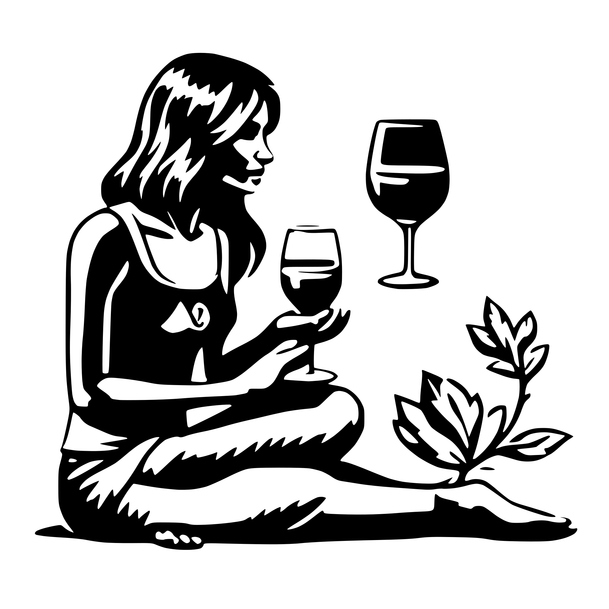 AI-generated SVG of 'Yoga and wine'
