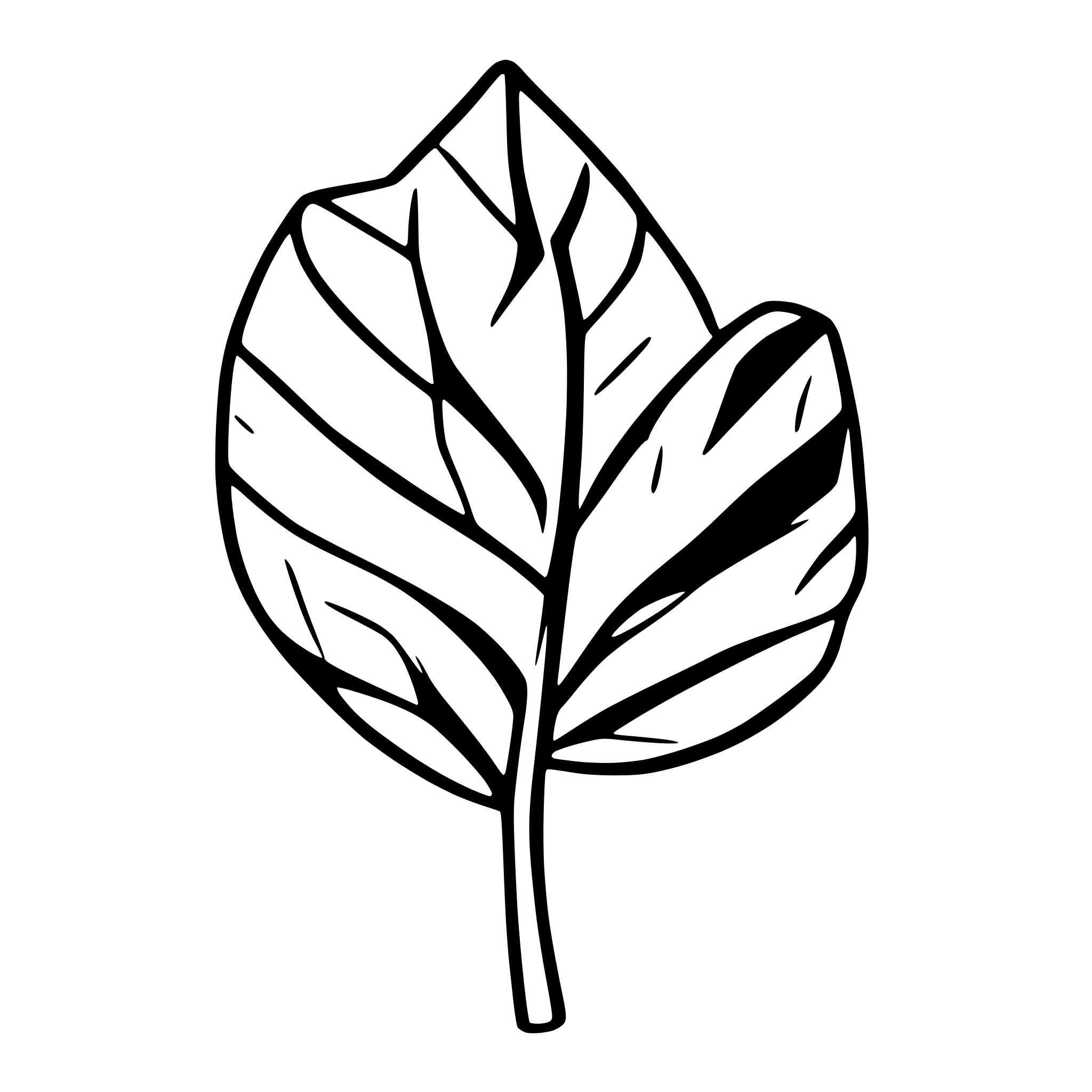 AI-generated SVG of a simple image of a leaf in a line art illustration style