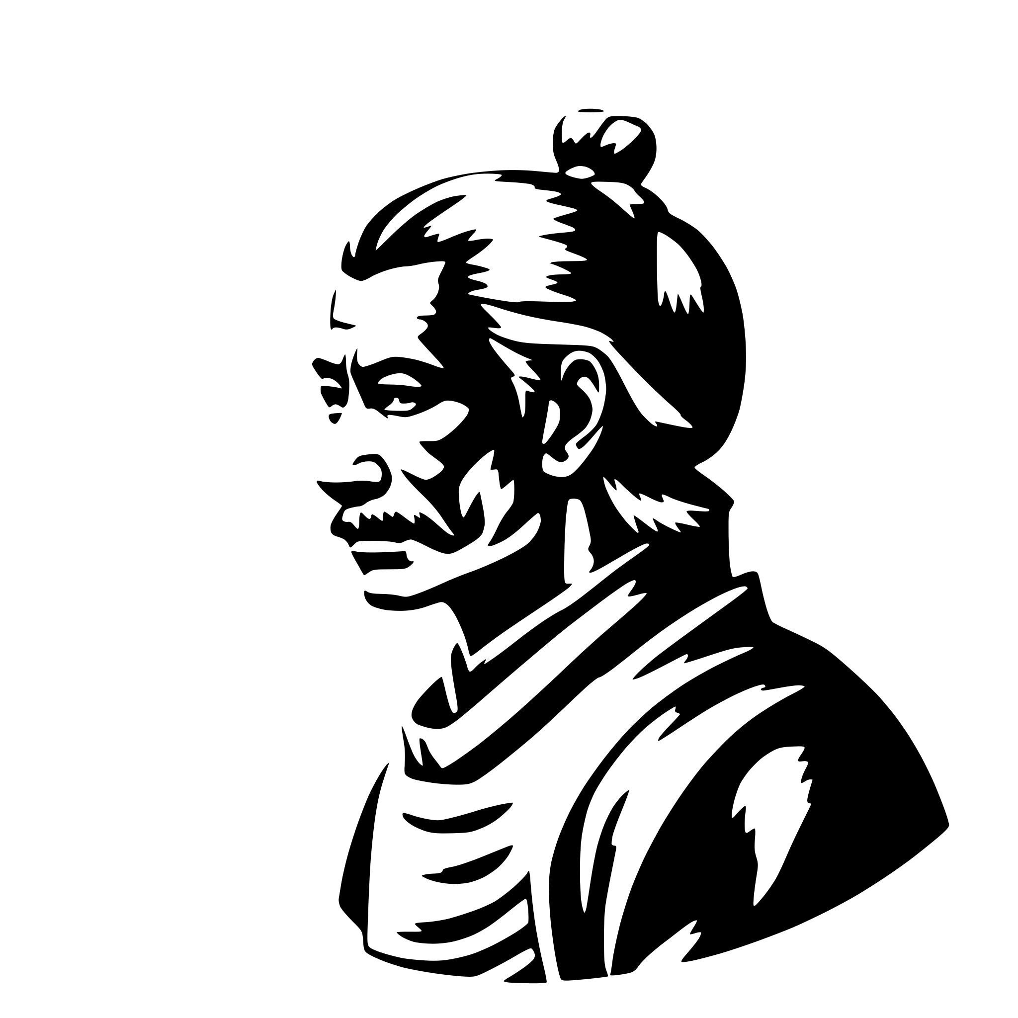 AI-generated SVG of a old samurai, side view, nostalgic