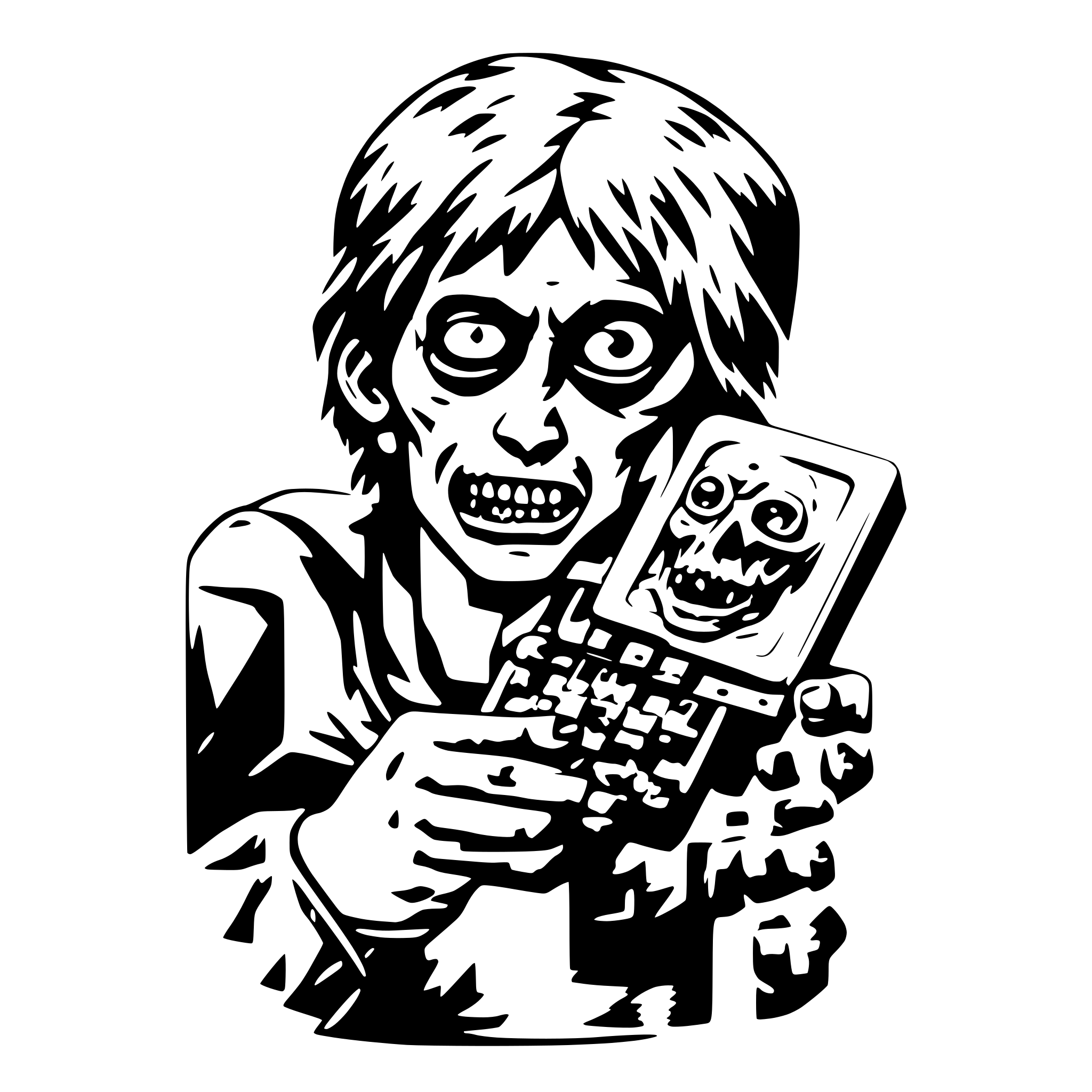 AI-generated SVG of 'A zombie eating a cpu'