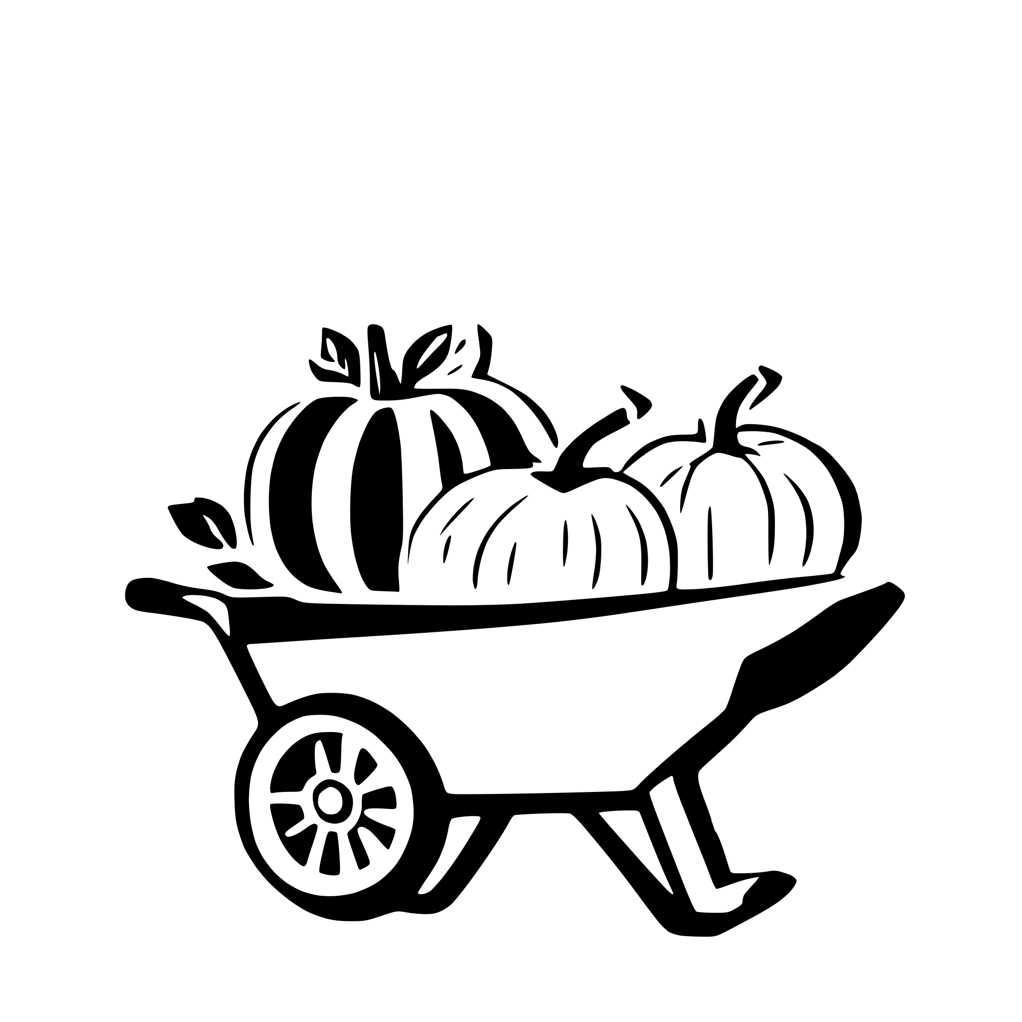 AI-generated SVG of 'Wheelbarrow with pumpkins'