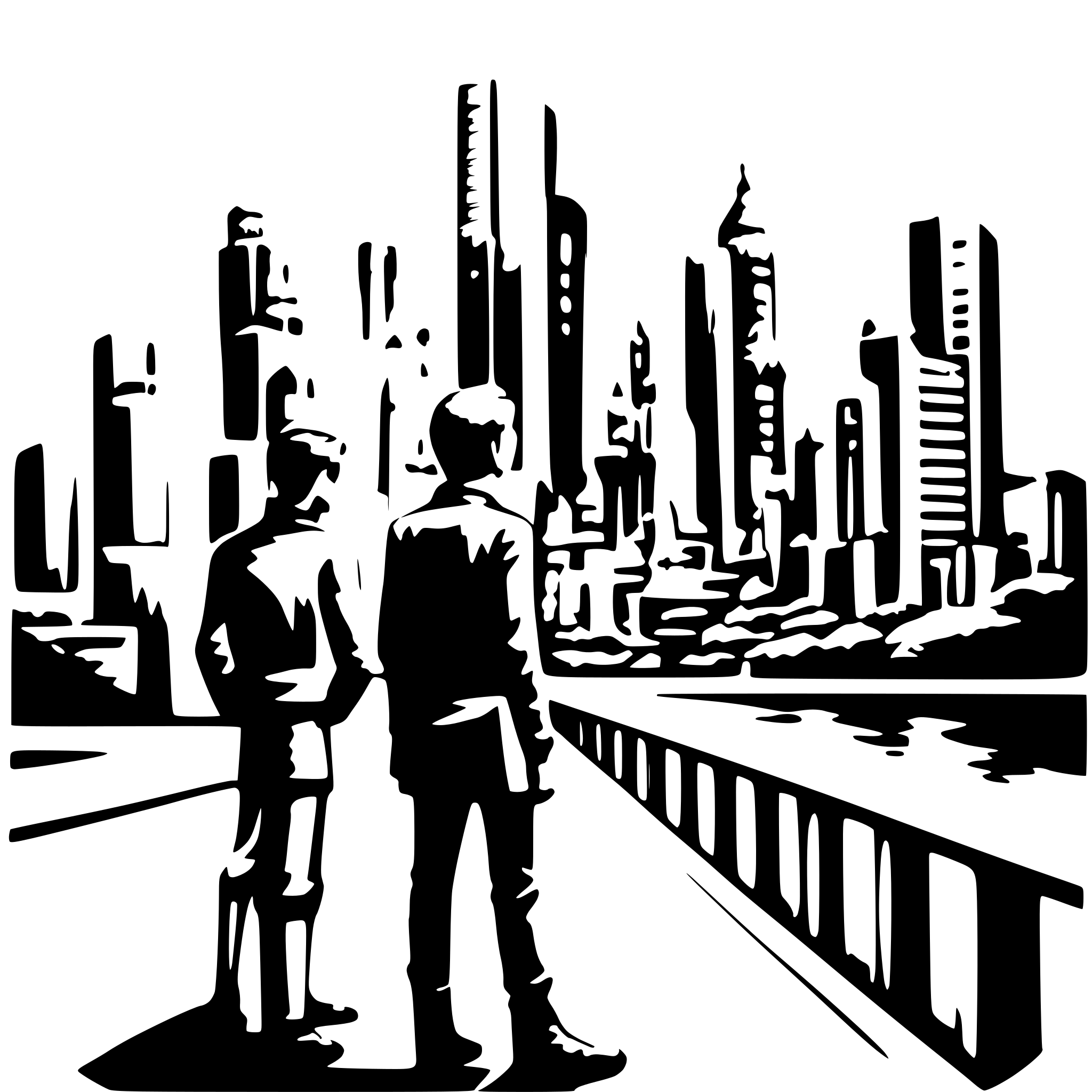 AI-generated SVG of a man looking at futuristic city