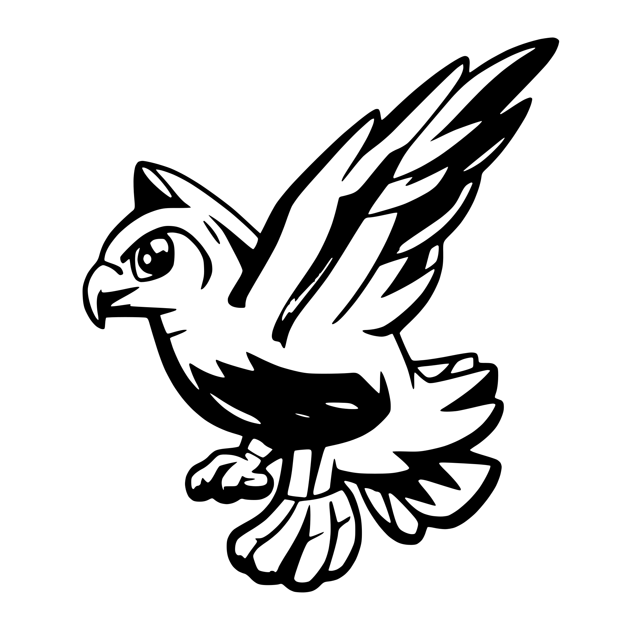 AI-generated SVG of 'side profile of a cartoon falcon flying'
