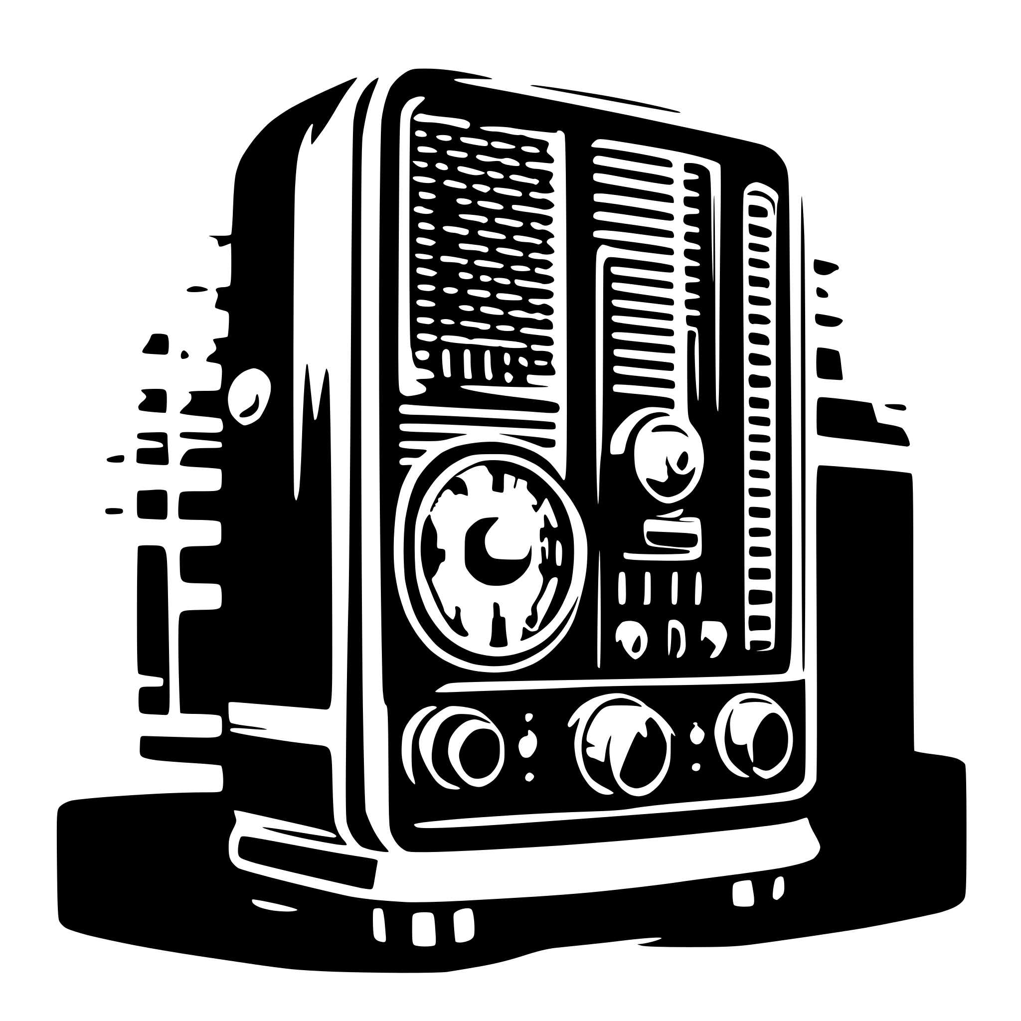 AI-generated SVG of a Front view of art deco radio