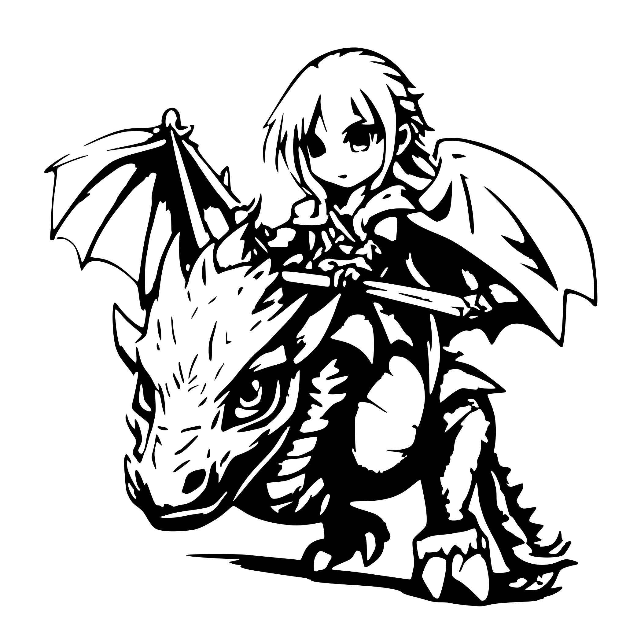 AI-generated SVG of a a dwarf riding a dragon