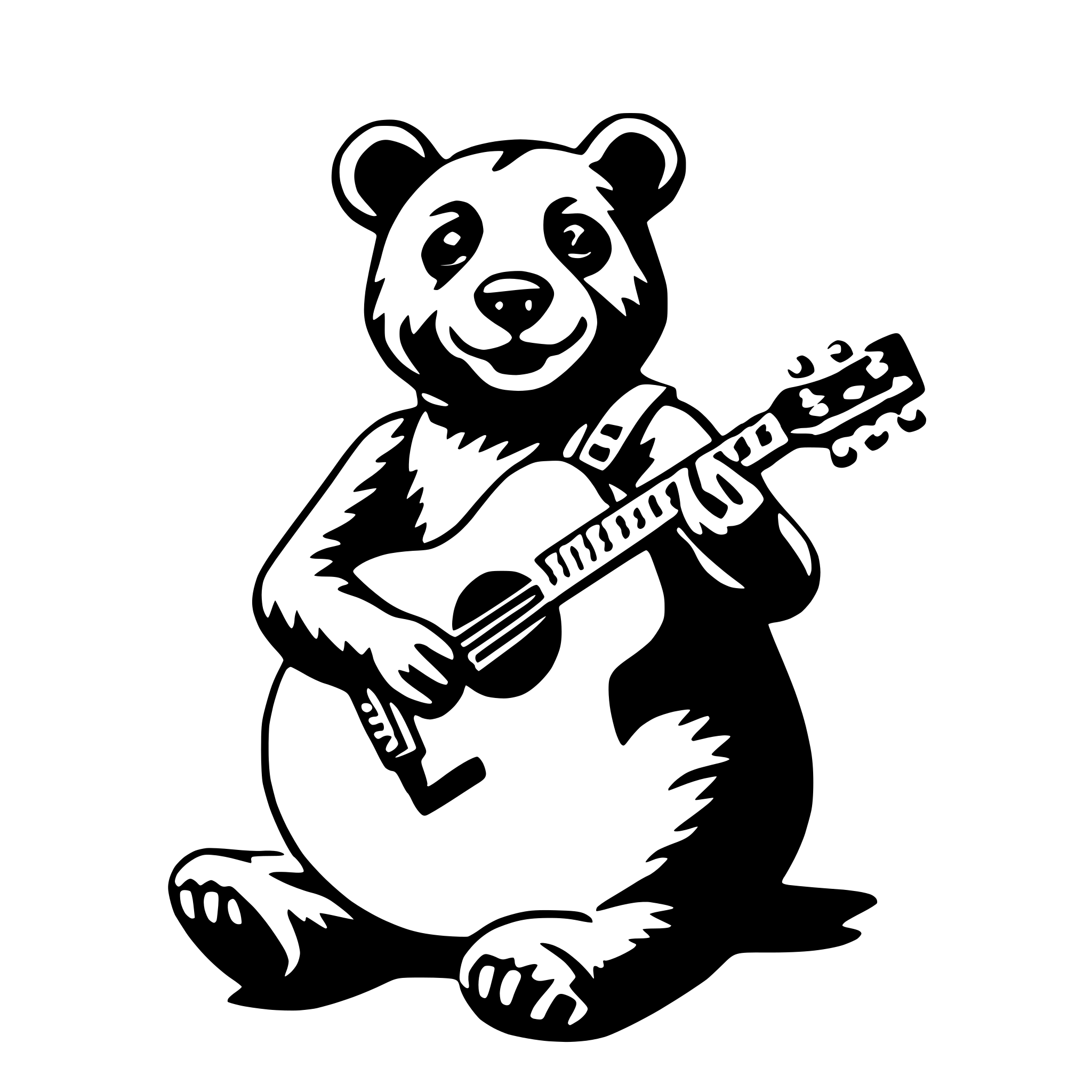 AI-generated SVG of a bear playing guitar