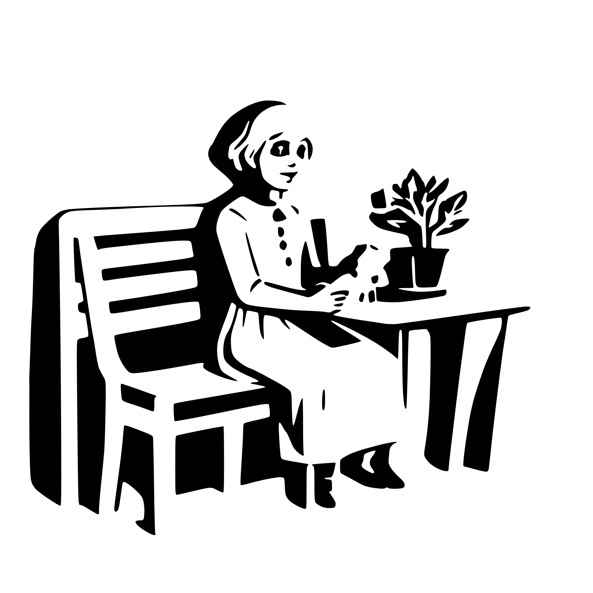 AI-generated SVG of a An old lady seated on a bench with a dog next to her