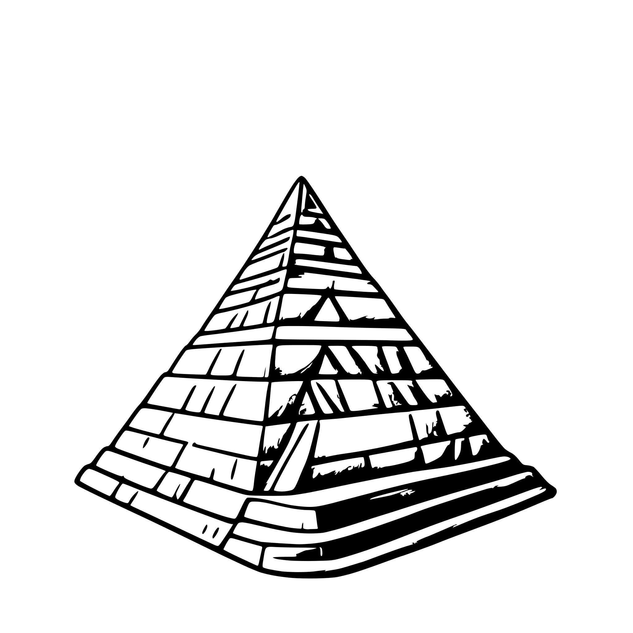 AI-generated SVG of a a pyramid in Egypt in the sand. over the top of the pyramid there should be a brain that shines rays of light.