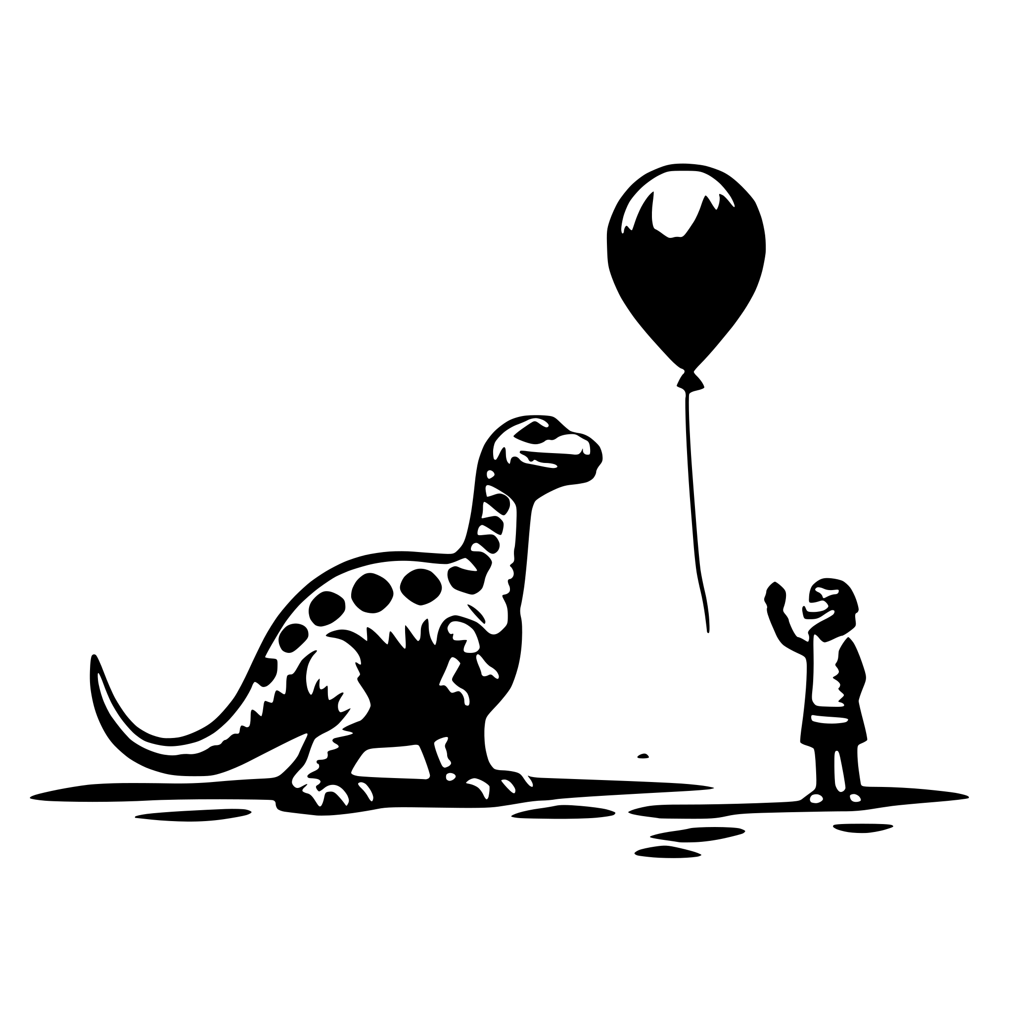 AI-generated SVG of 'dionosaur with a luftbaloon'