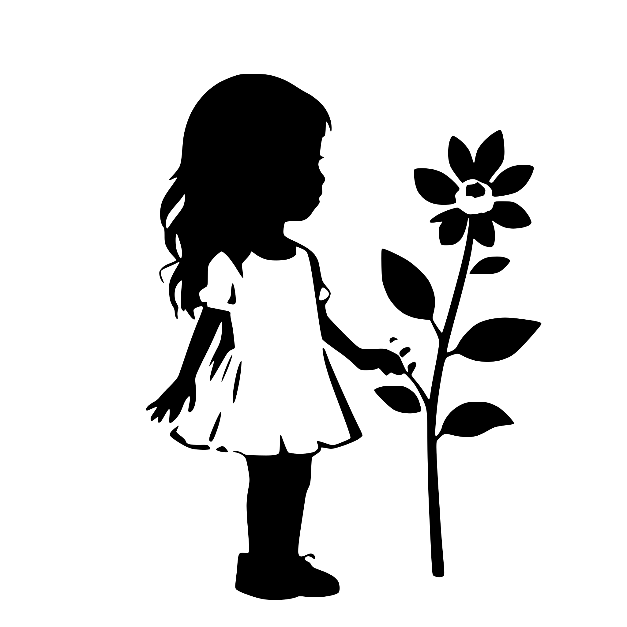 AI-generated SVG of a little girl with flower silhouette
