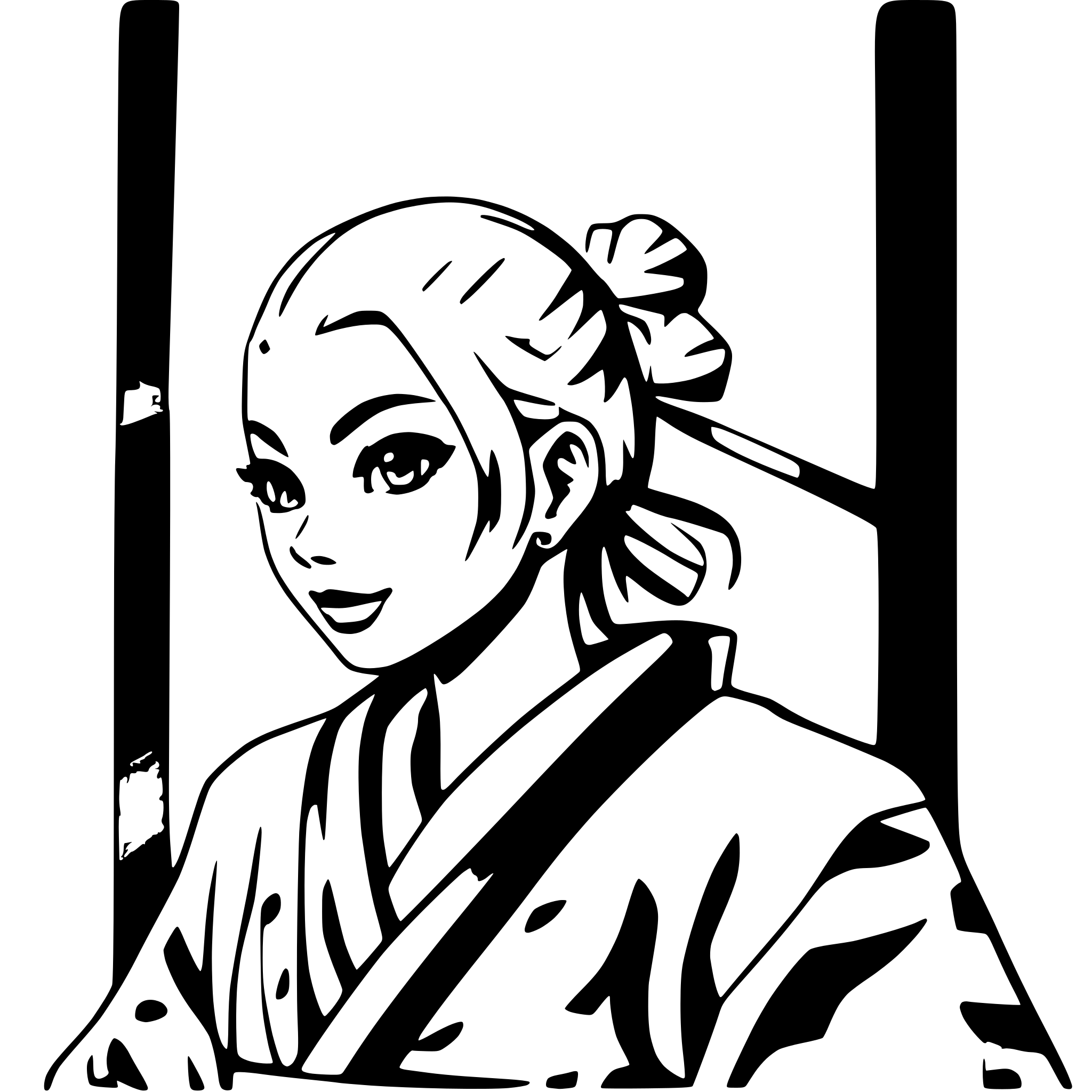 AI-generated SVG of a old samurai, side view, nostalgic
