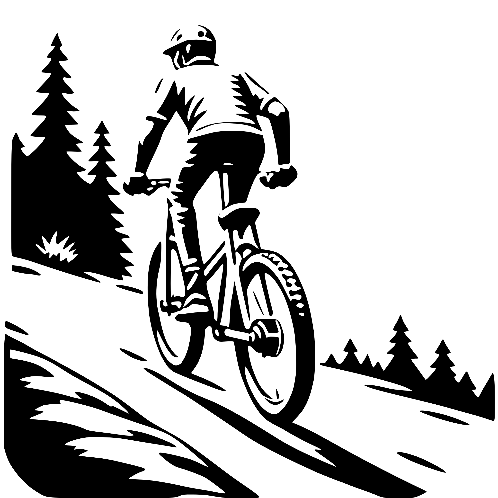 AI-generated SVG of 'mountain biking downhill'
