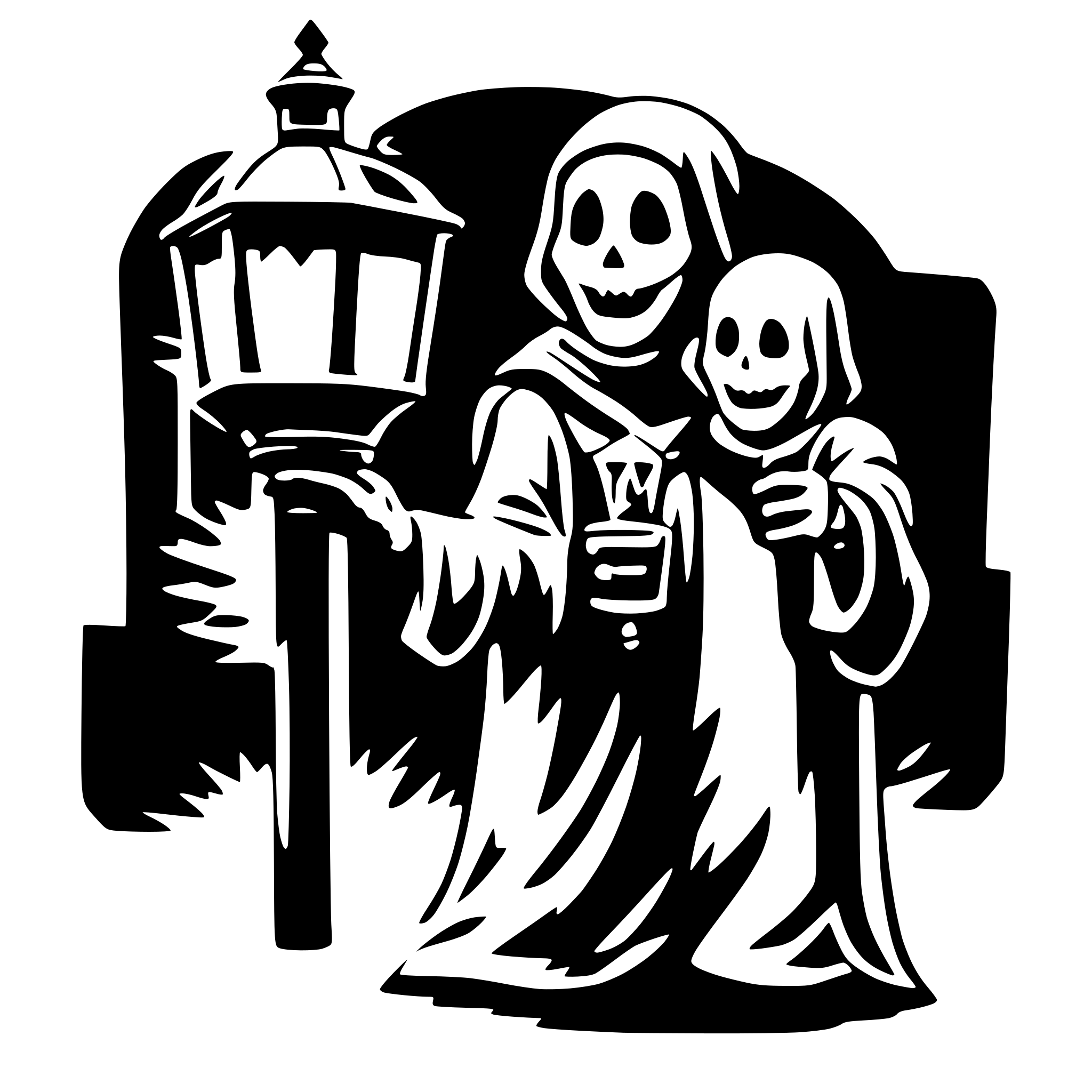 AI-generated SVG of a ghost with a latern in the hand