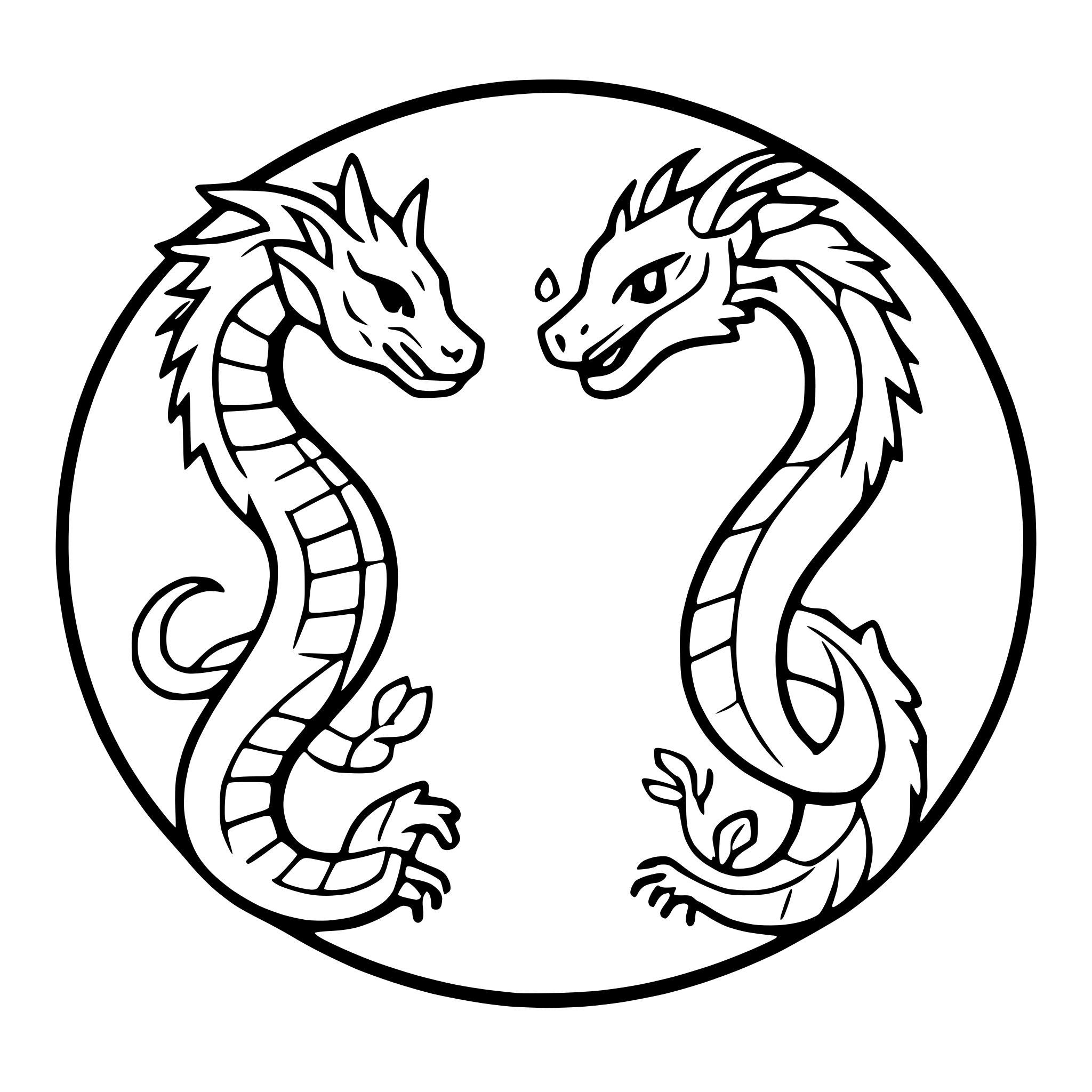 AI-generated SVG of a yin and yang with dragons