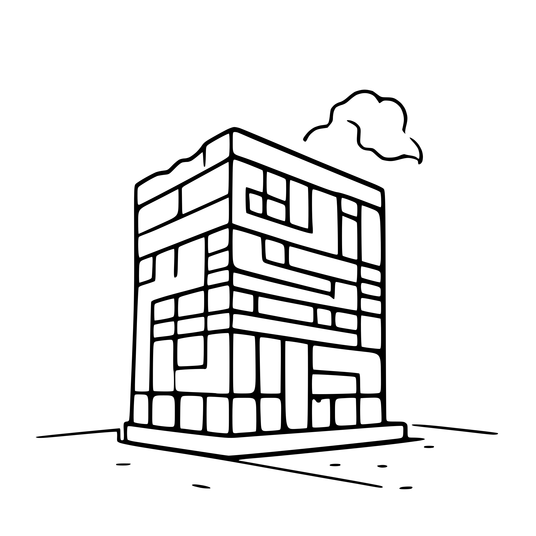 AI-generated SVG of a building with stormy clouds inside