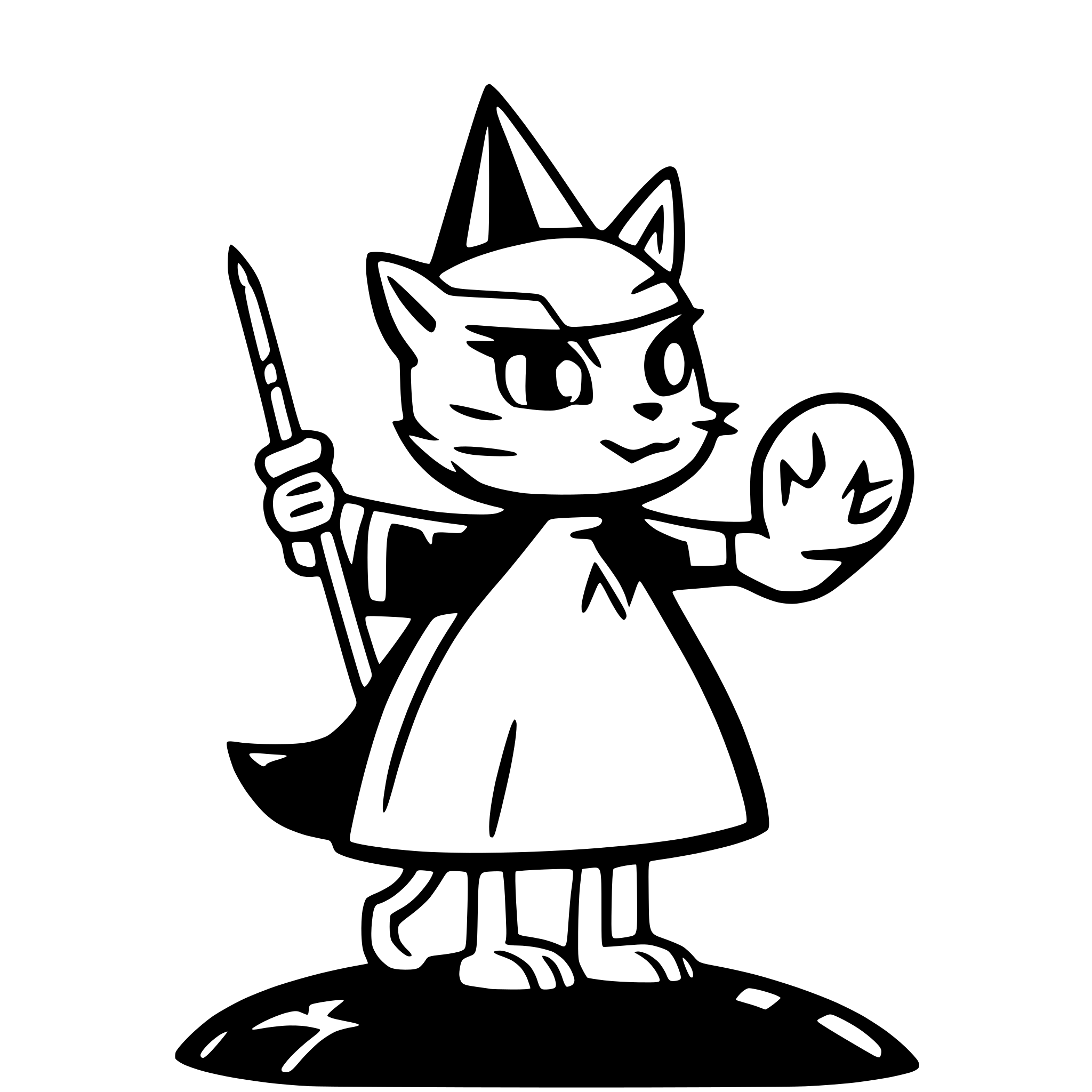 AI-generated SVG of a cat wizard on horse casting spell