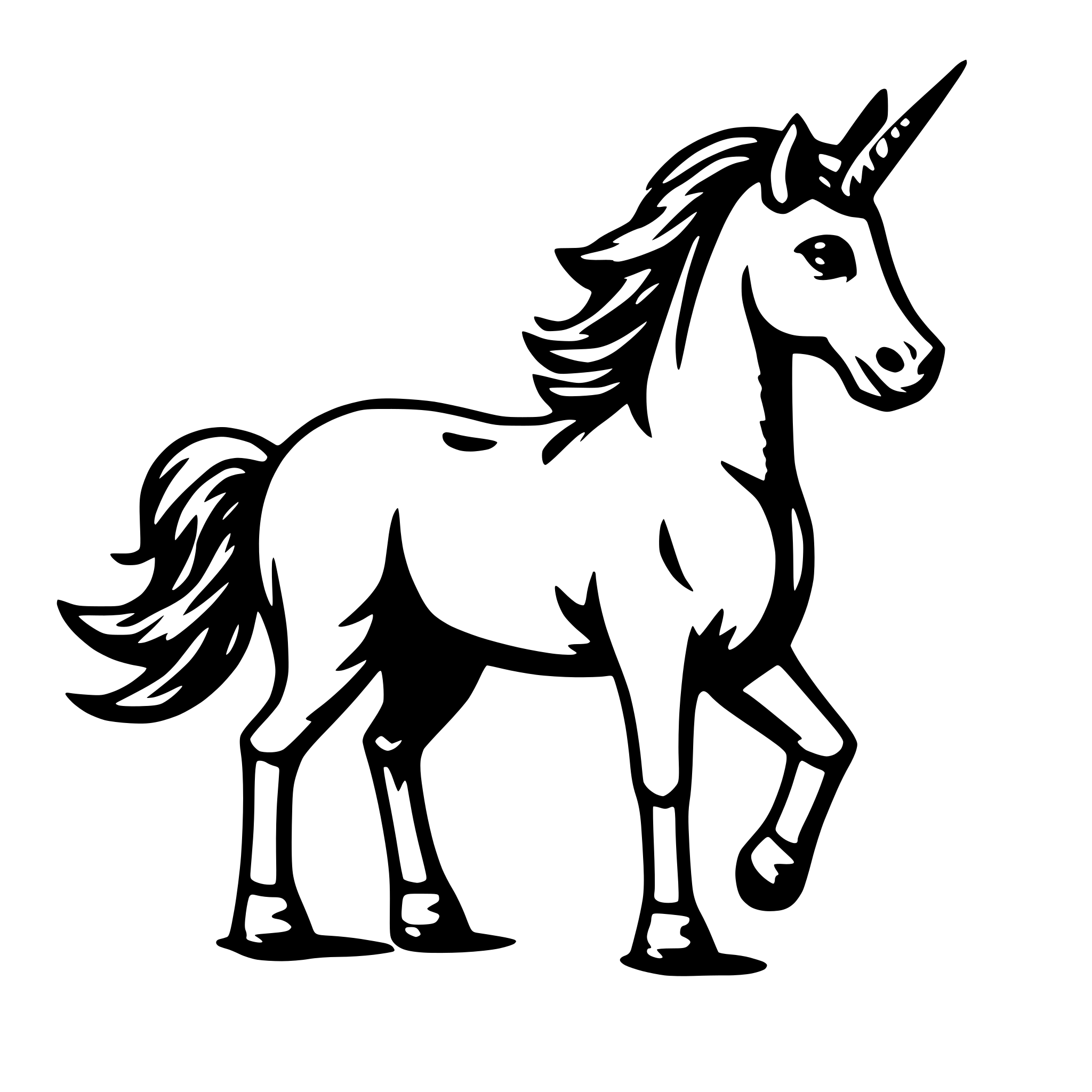 AI-generated SVG of a unicorn walking animation