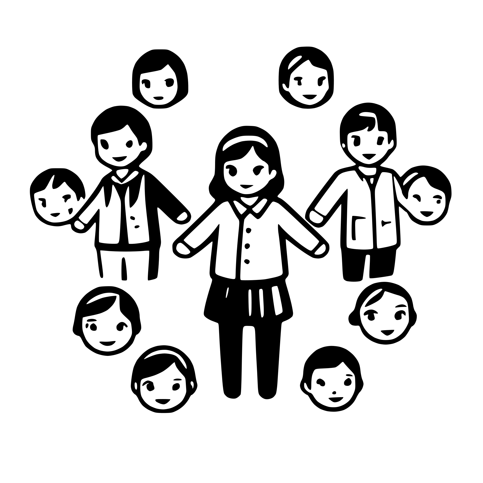 AI-generated SVG of a 12 boys and girls holdng hands