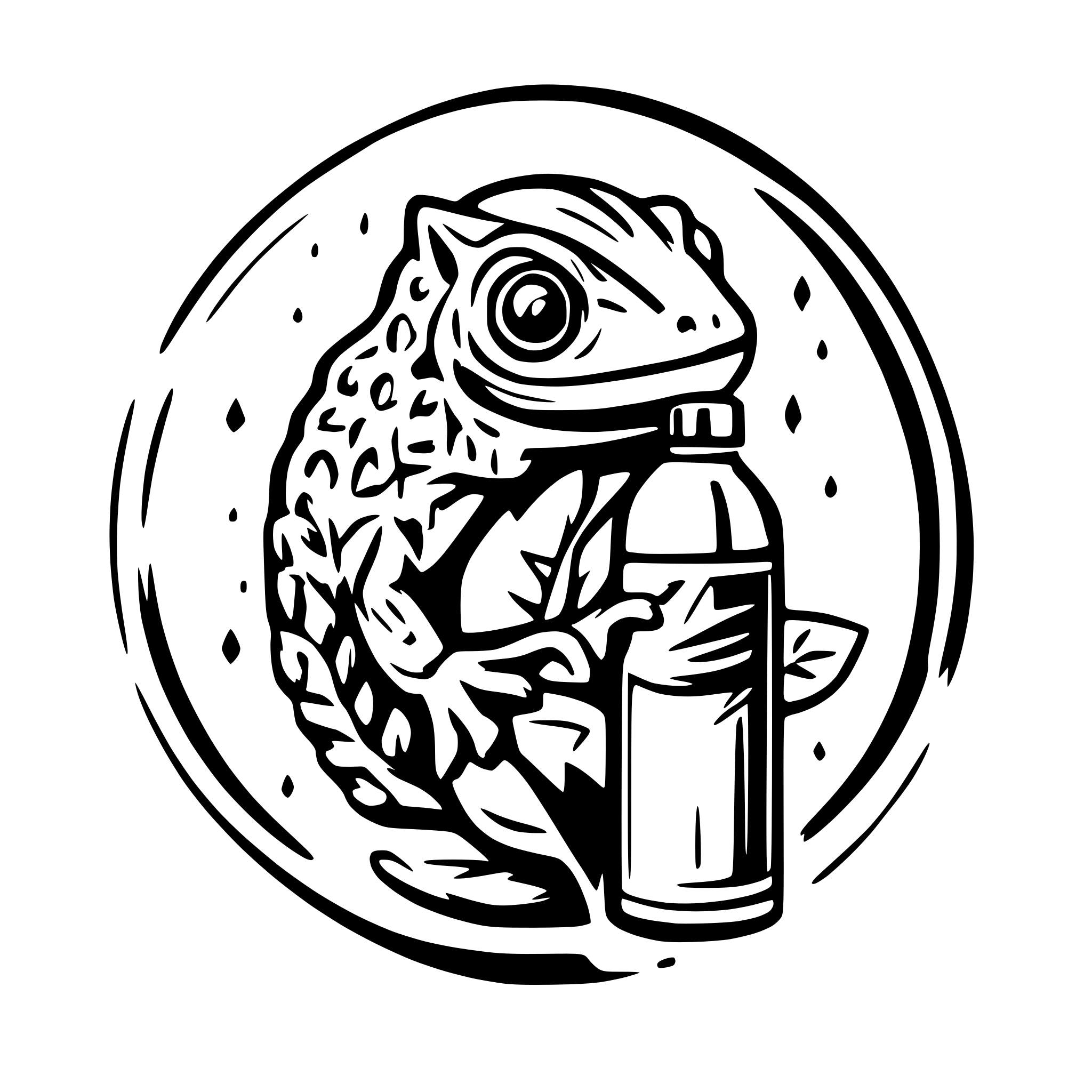 AI-generated SVG of 'chameleon with spray cans'