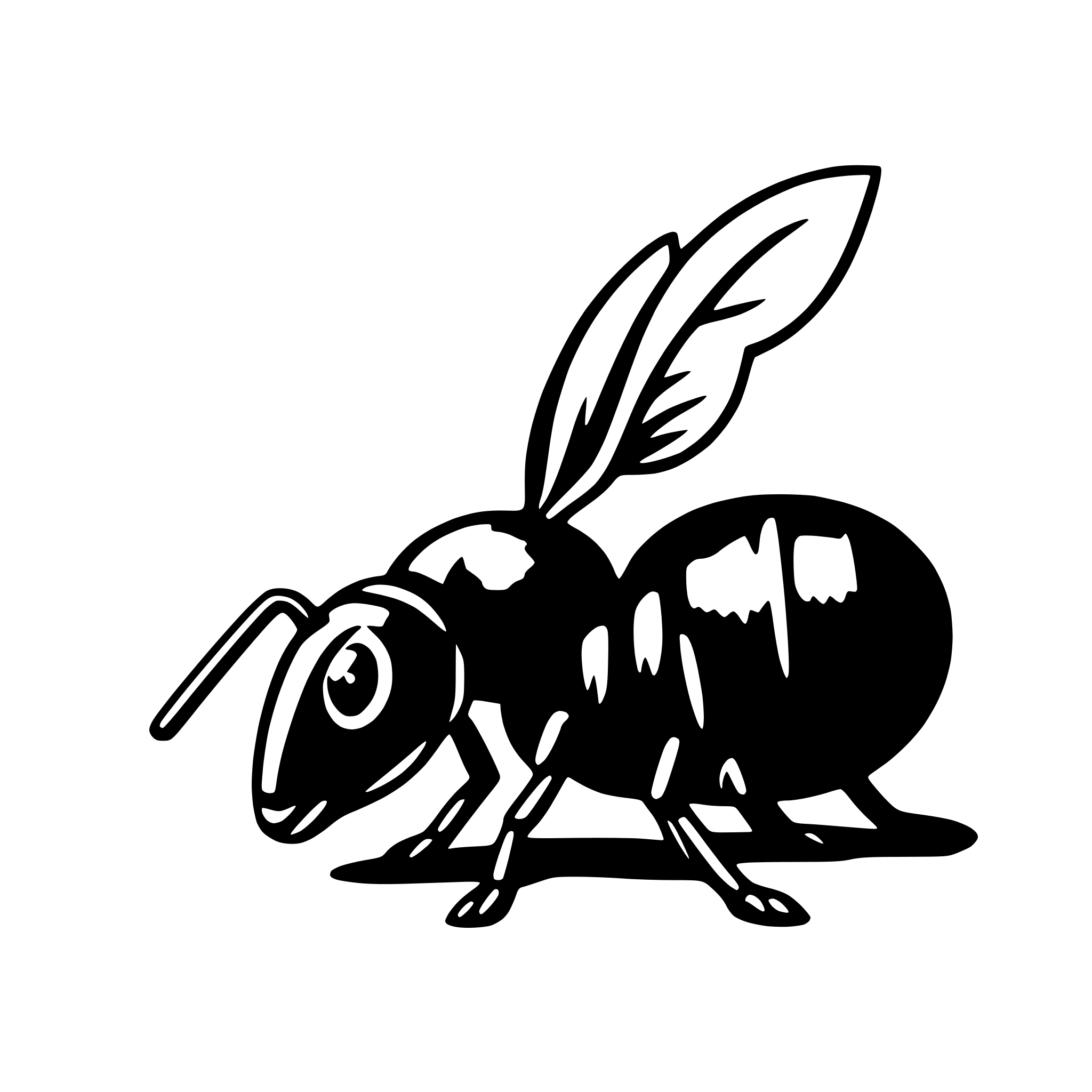 The SVG depicts a stylized black beetle with a pair of antennae, two eyes, and six legs. The beetle is standing on what appears to be a surface with a shadow cast beneath it, suggesting a light source from above. The beetle's body is elongated, and it has a distinct head and thorax. The antennae are long and slender, and the eyes are large and round. The legs are segmented and end in what looks like claws or feet. The beetle's wings are not visible in this view, as they are typically folded along the body when not in use. The SVG is simple and does not contain any additional objects or interactions. 