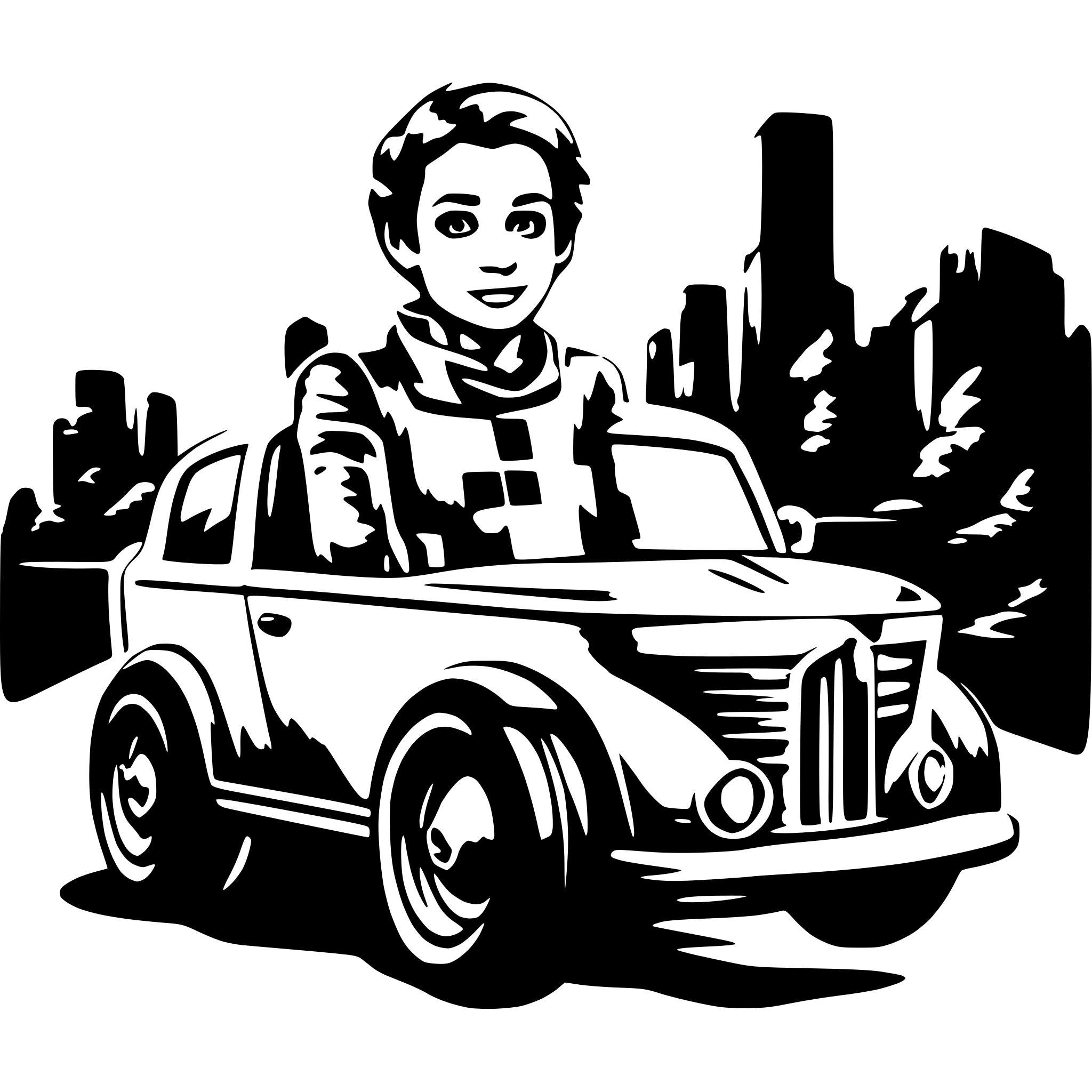 AI-generated SVG of 'martien avec une auto'