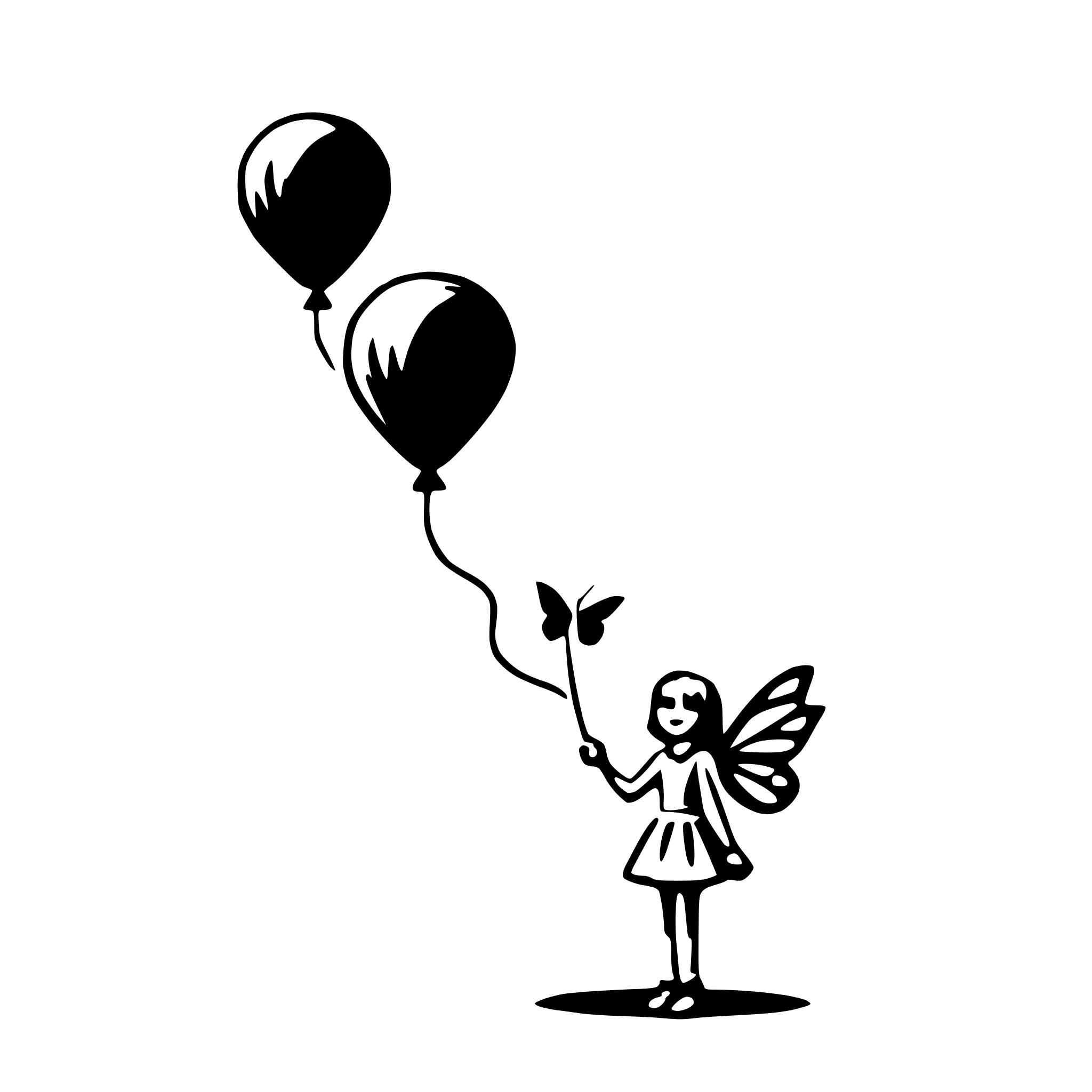AI-generated SVG of 'butterfly with balloon'