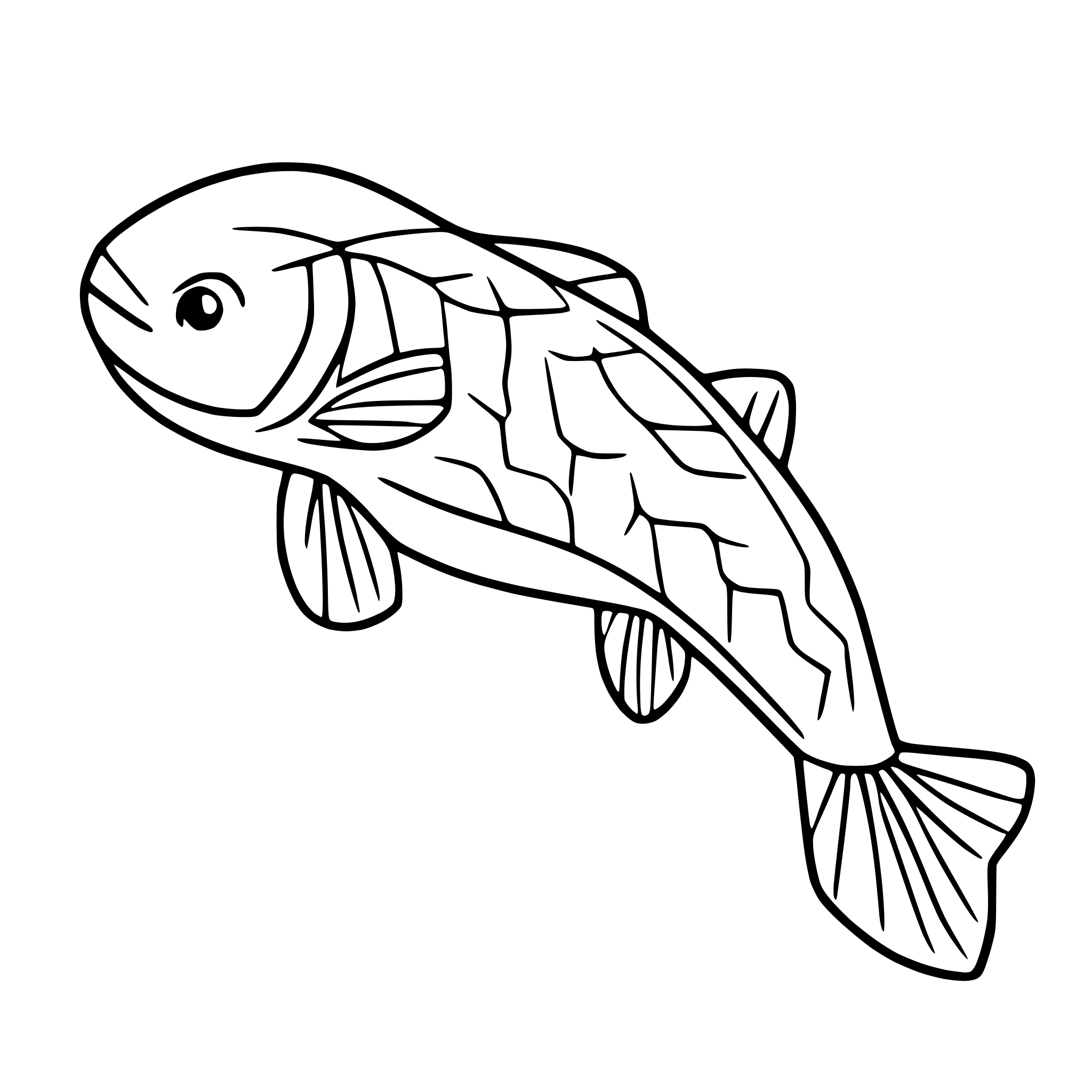 AI-generated SVG of a detailed koi fish swimming