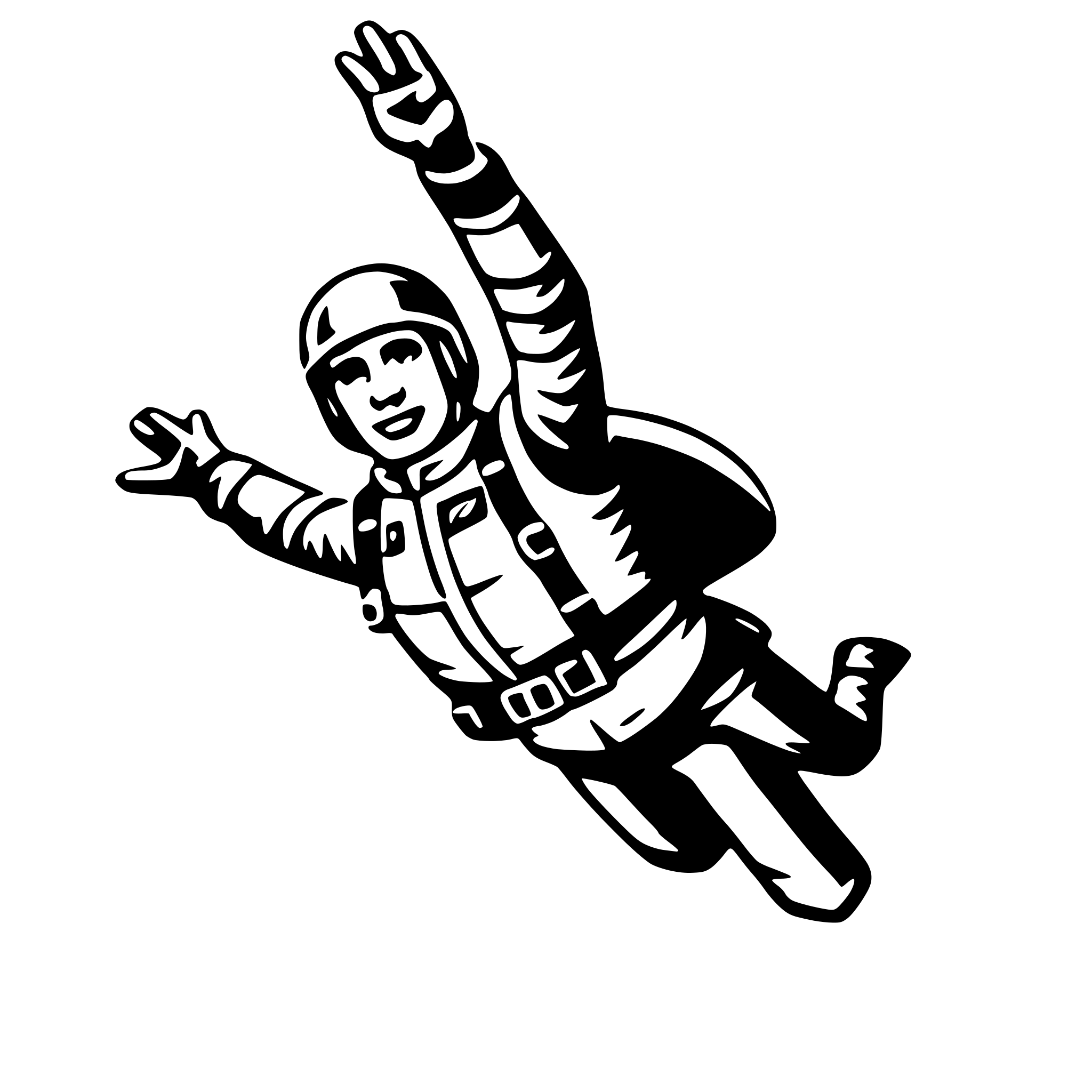 AI-generated SVG of 'skydiver in freefall'