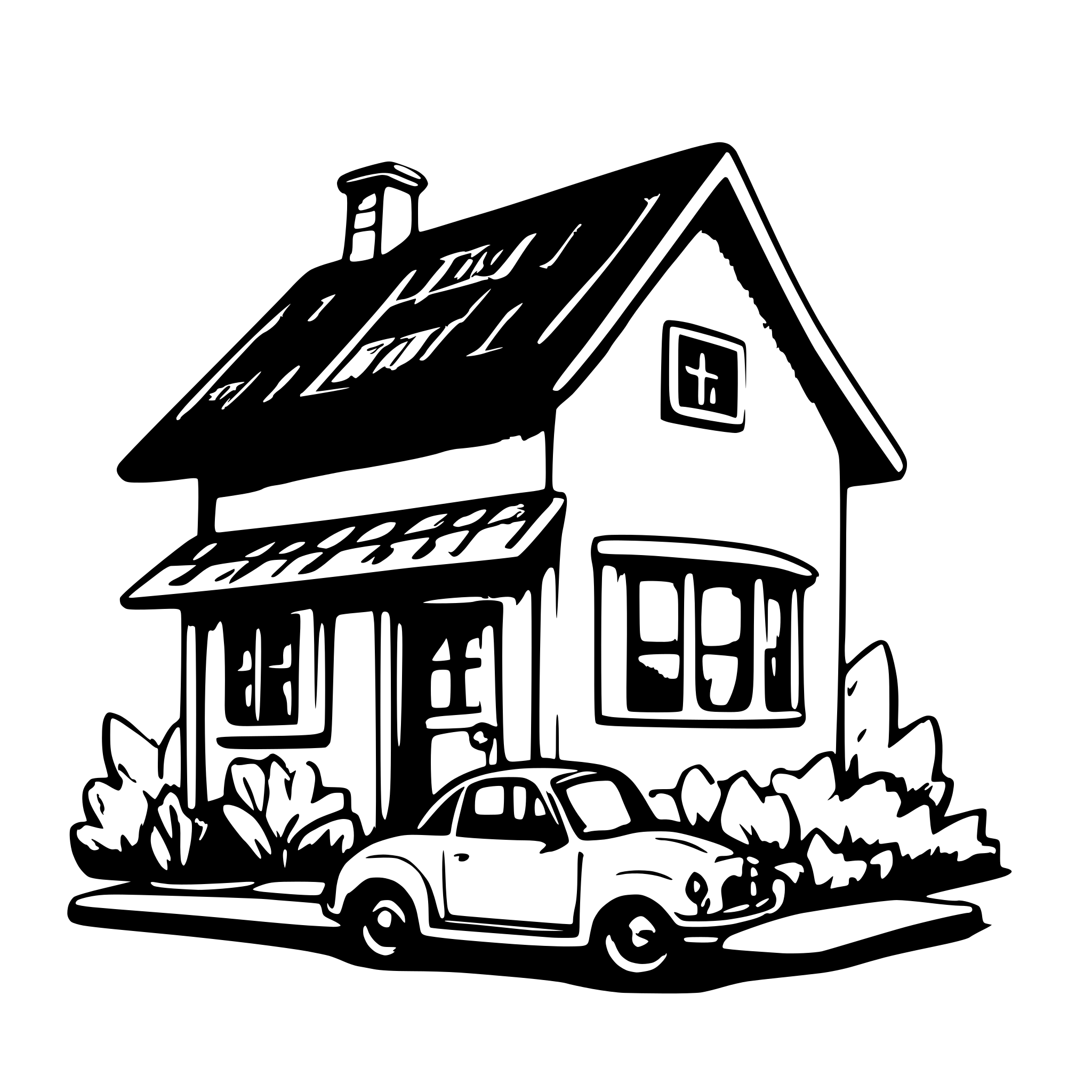 AI-generated SVG of a house and car powered by solar panels with chargers
