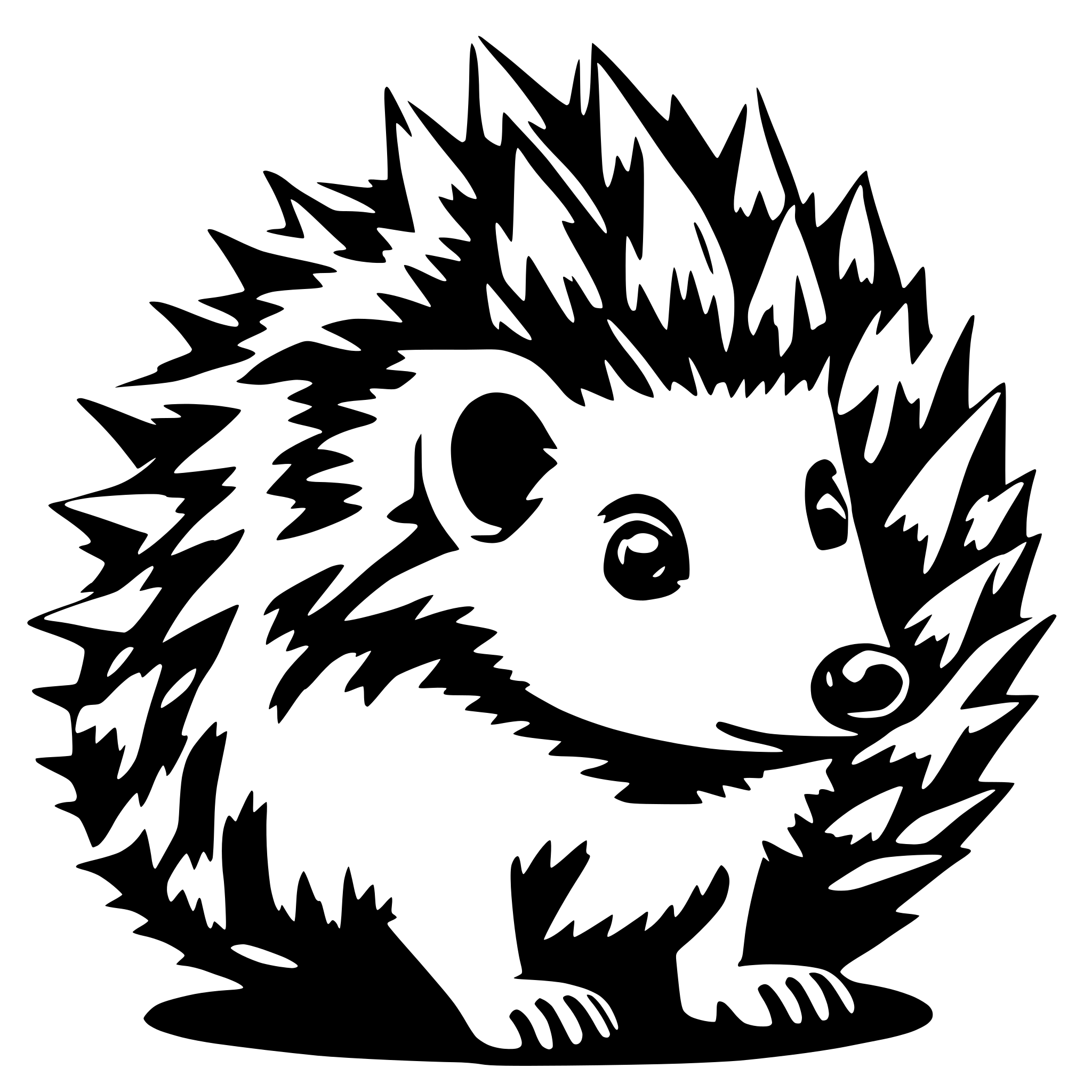 AI-generated SVG of a hedgehog cute animal displaying spikes