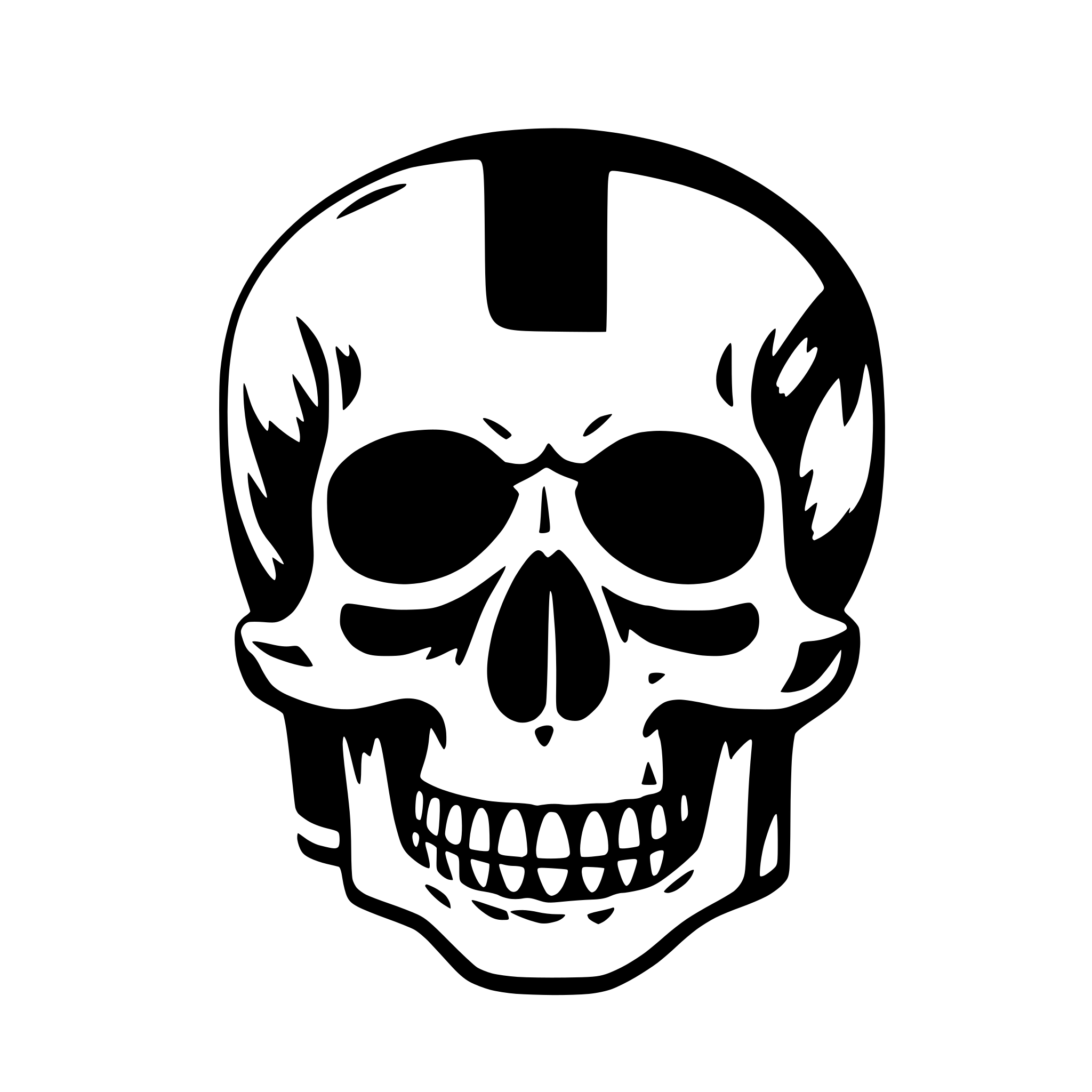 AI-generated SVG of a a skull with cylinder