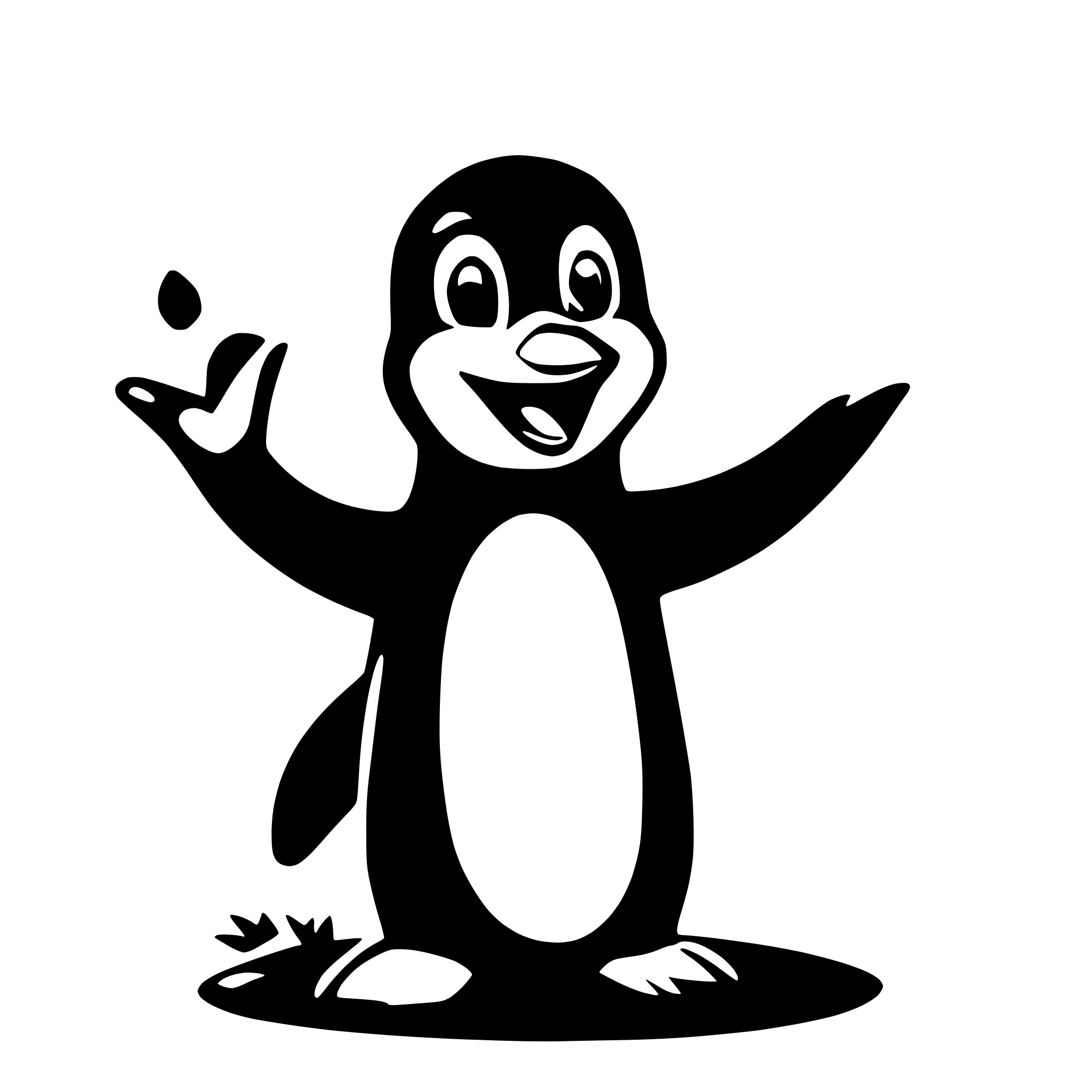 AI-generated SVG of a happy waving penguin