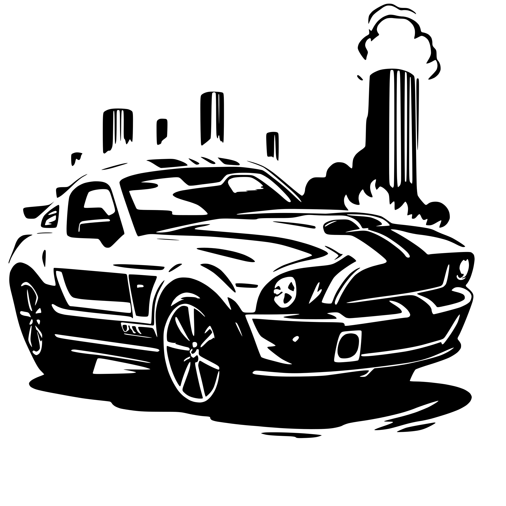 AI-generated SVG of '2012 ford mustag shelby 500 gt with fire shooting out of the exhaust pipes'