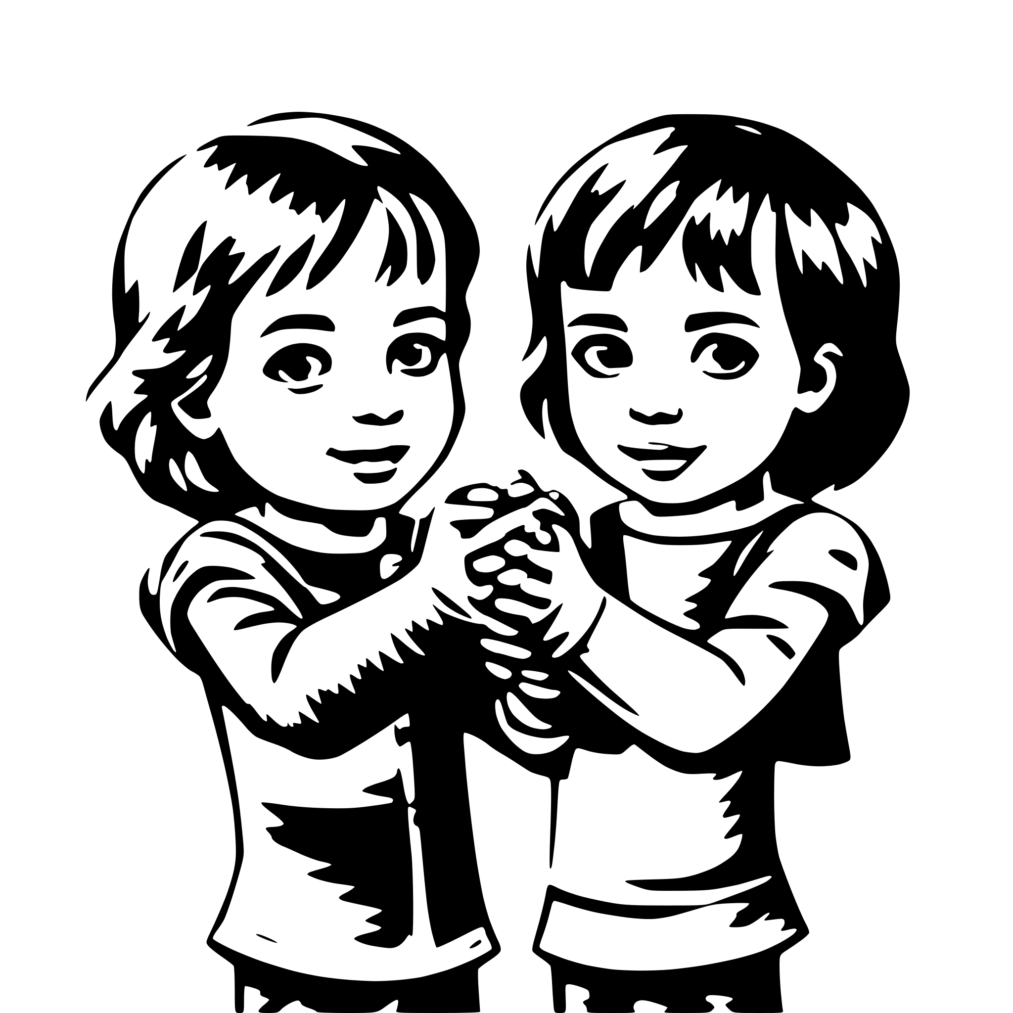 AI-generated SVG of a many childsren who holding on their hands