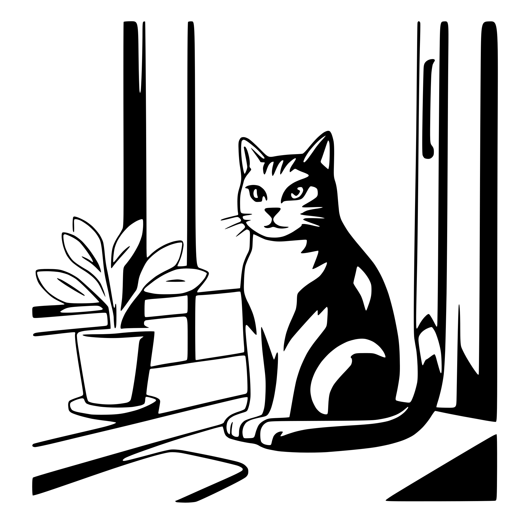 AI-generated SVG of a cat sitting by window
