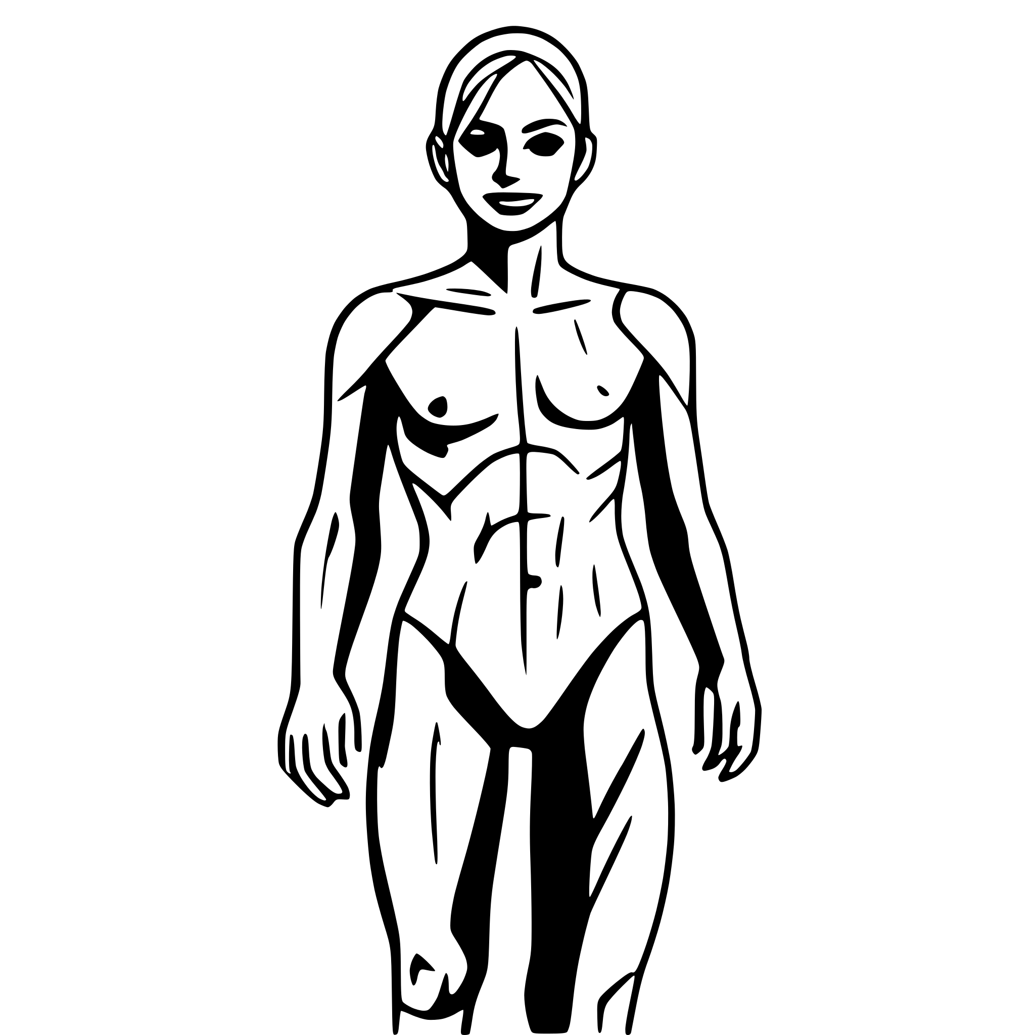 AI-generated SVG of a human bodymap with sections, front and back, side by side