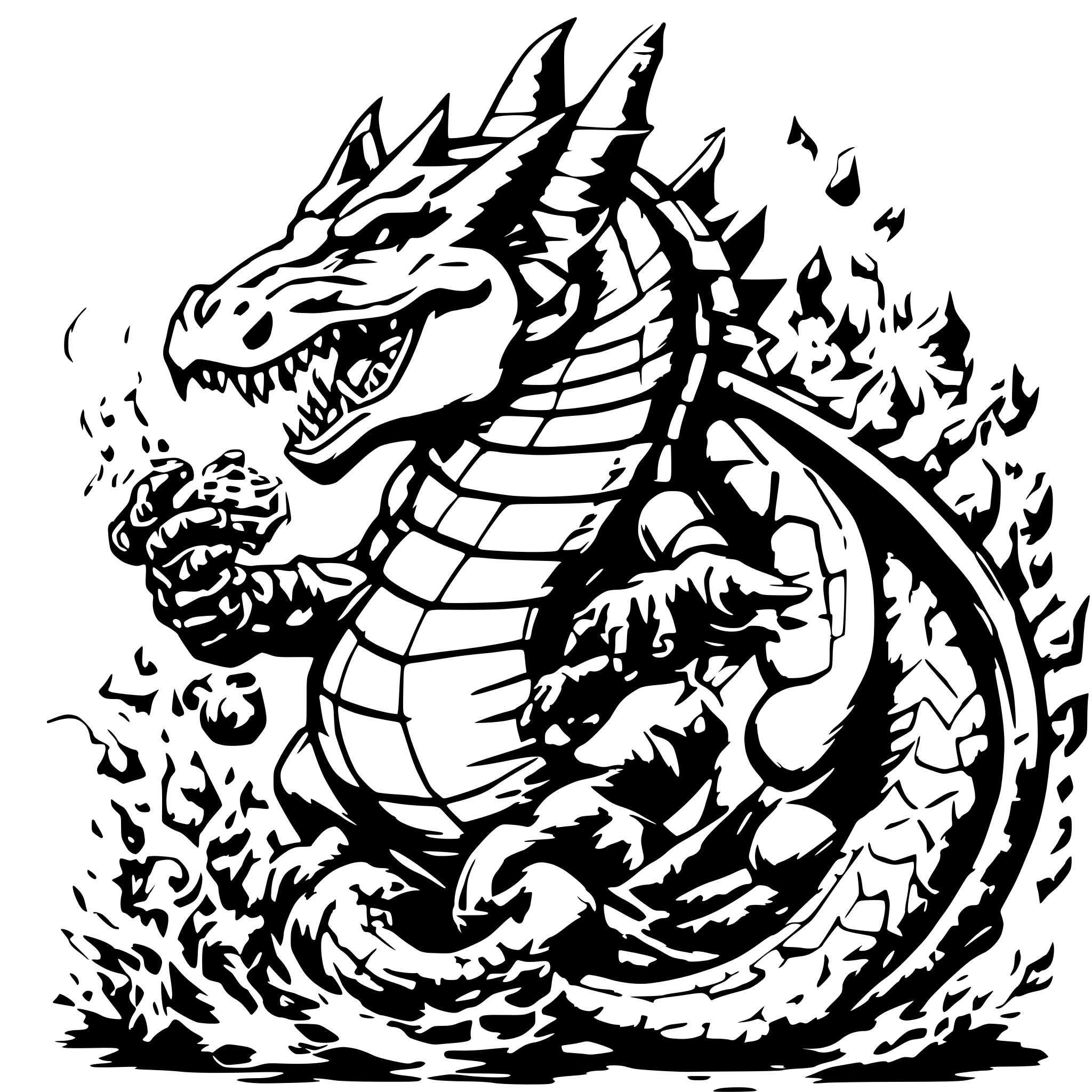 AI-generated SVG of a Charizard blowing fire at blastoise