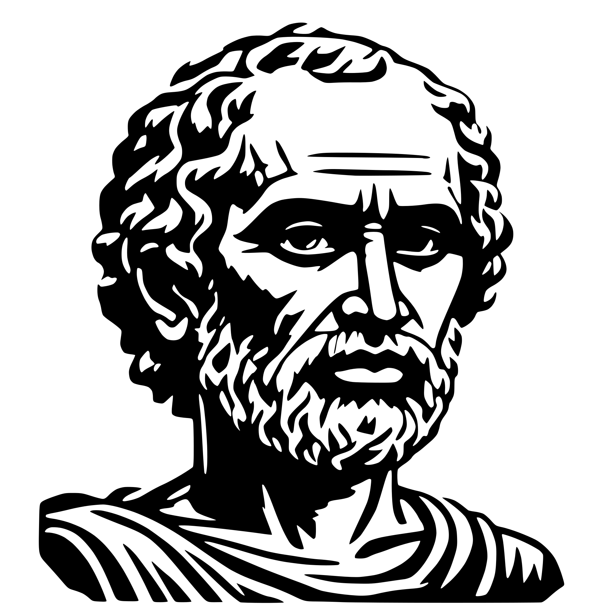 AI-generated SVG of a create demosthenes greek face