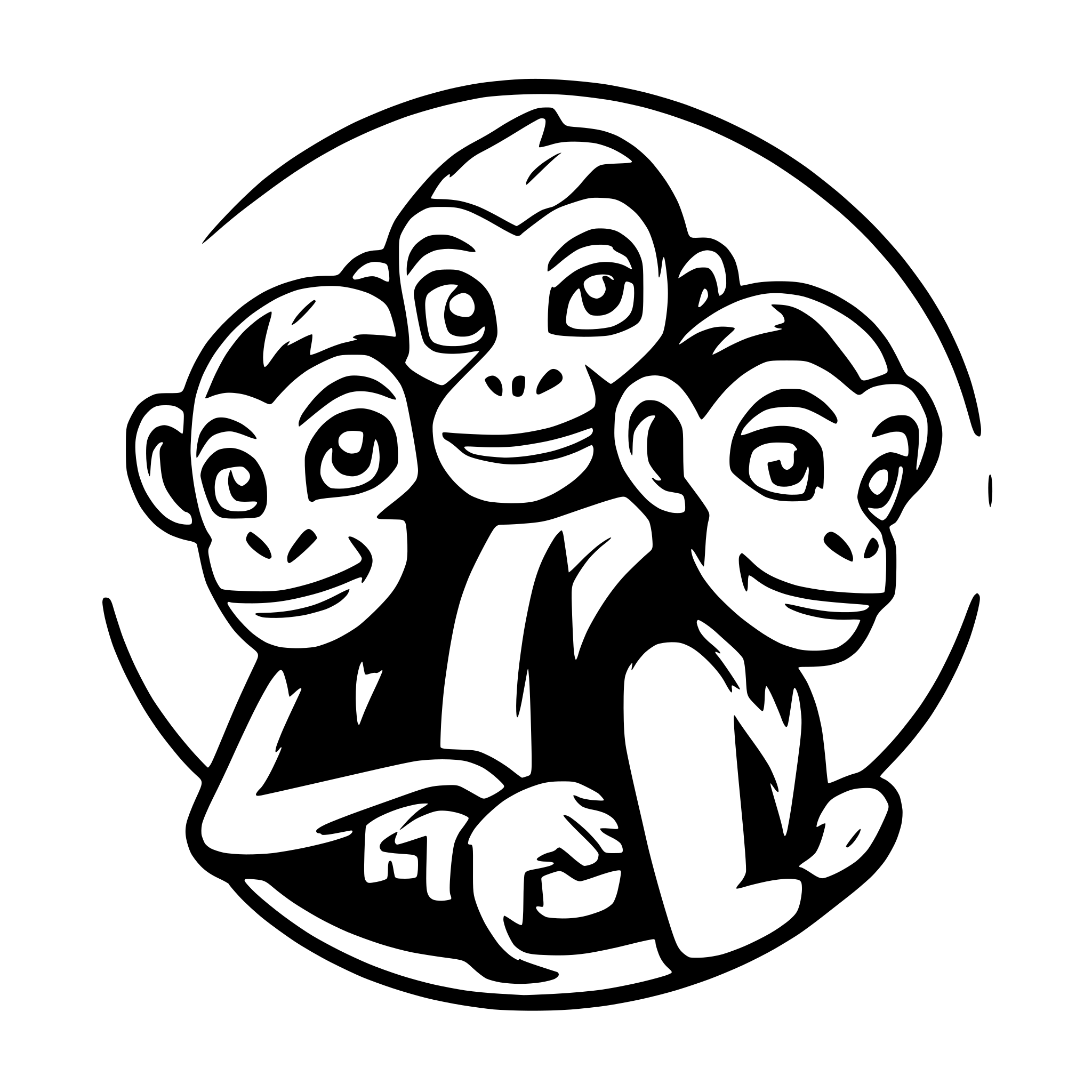 AI-generated SVG of a Three headed monkey