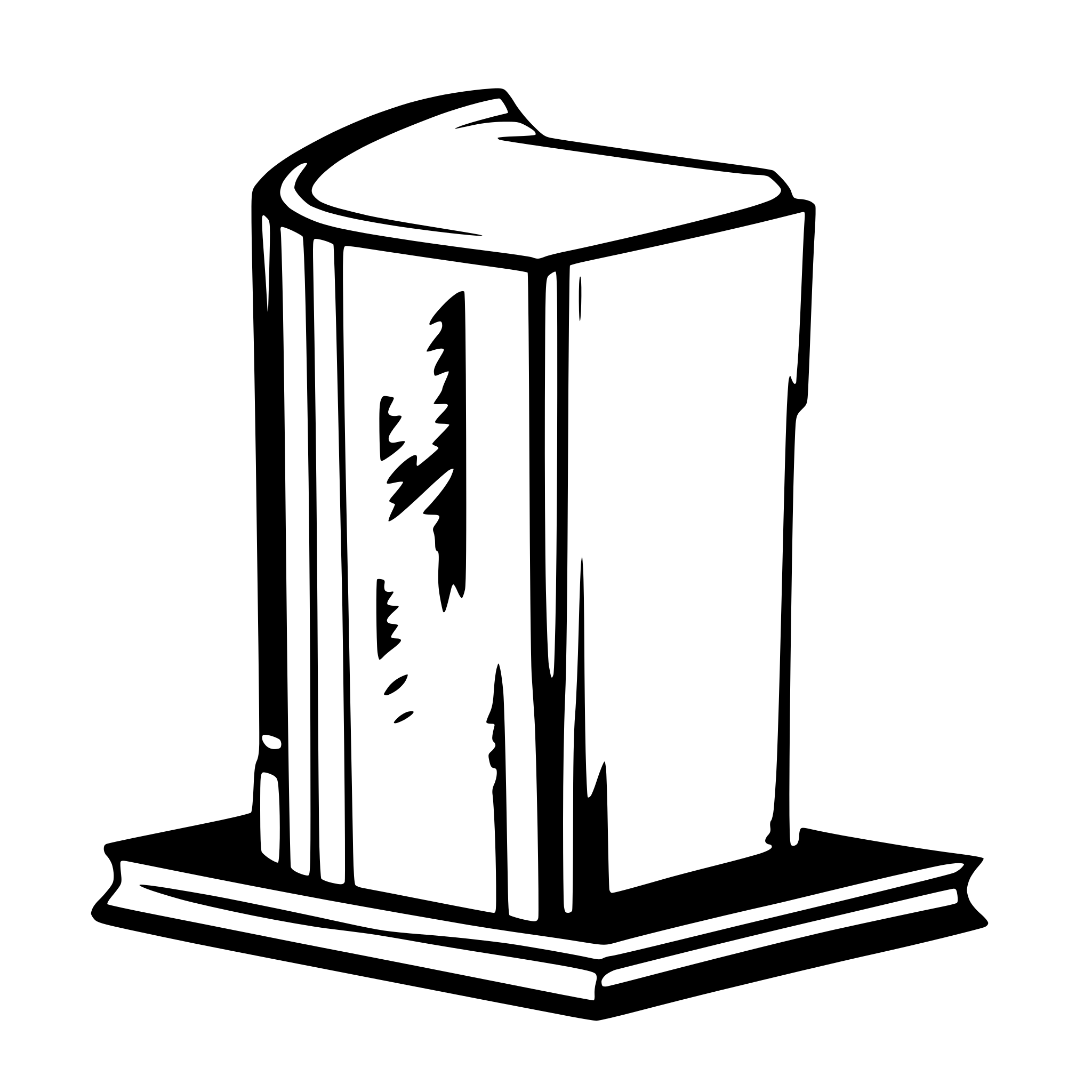 AI-generated SVG of a a thick book, standing upright,viewed from the side