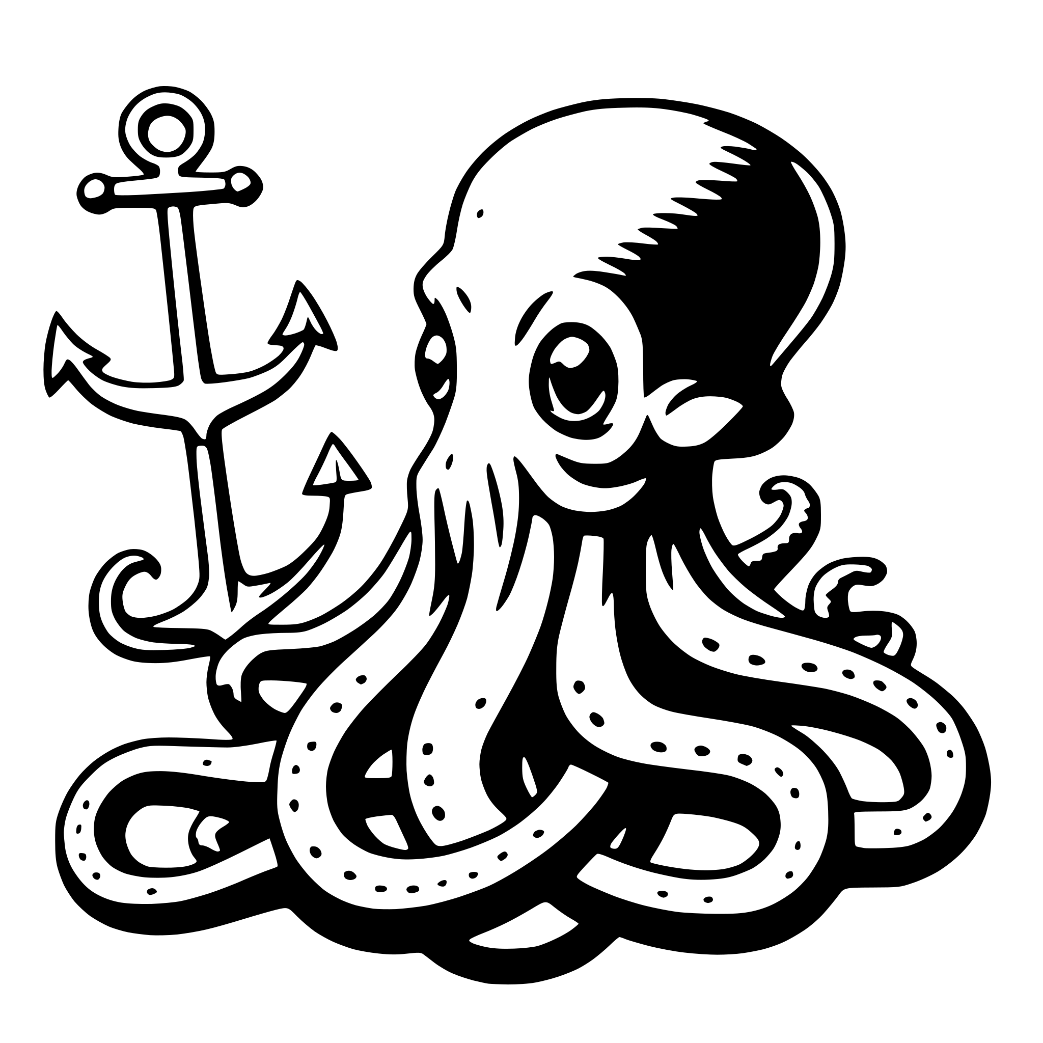 AI-generated SVG of 'octopus with anchor'